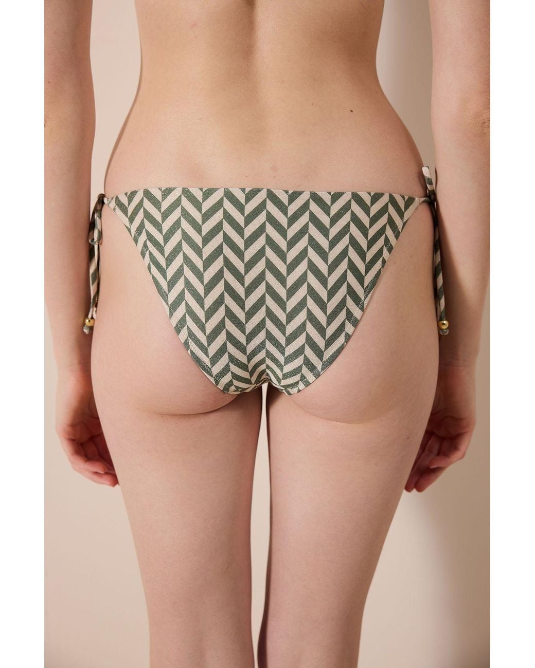 Penti Natural Geometric Glitter Tie-Side Bikini Bottoms