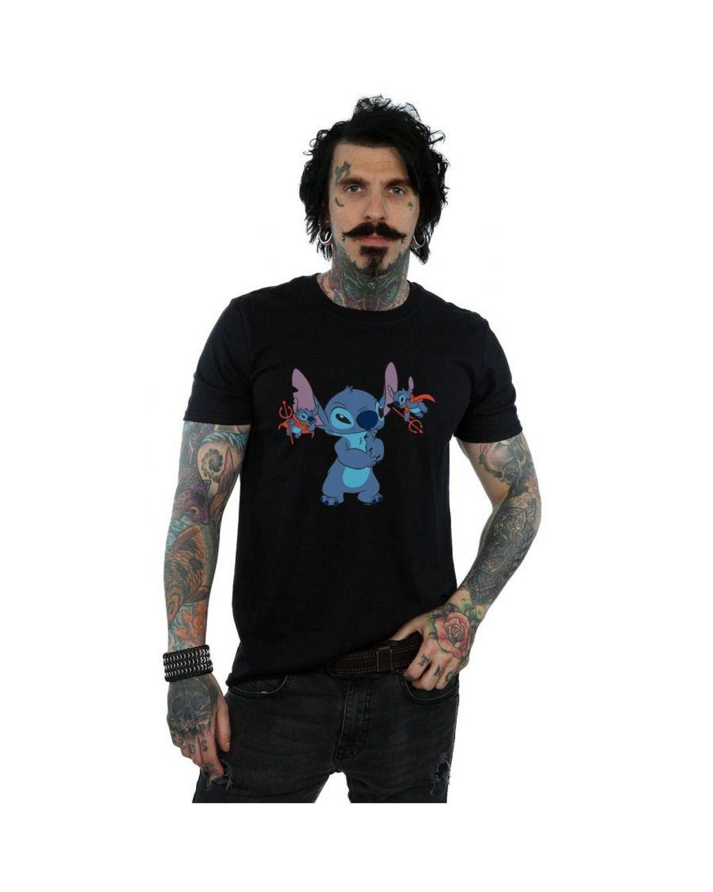 Disney Black Lilo And Stitch Little Devils T-Shirt Cotton for men