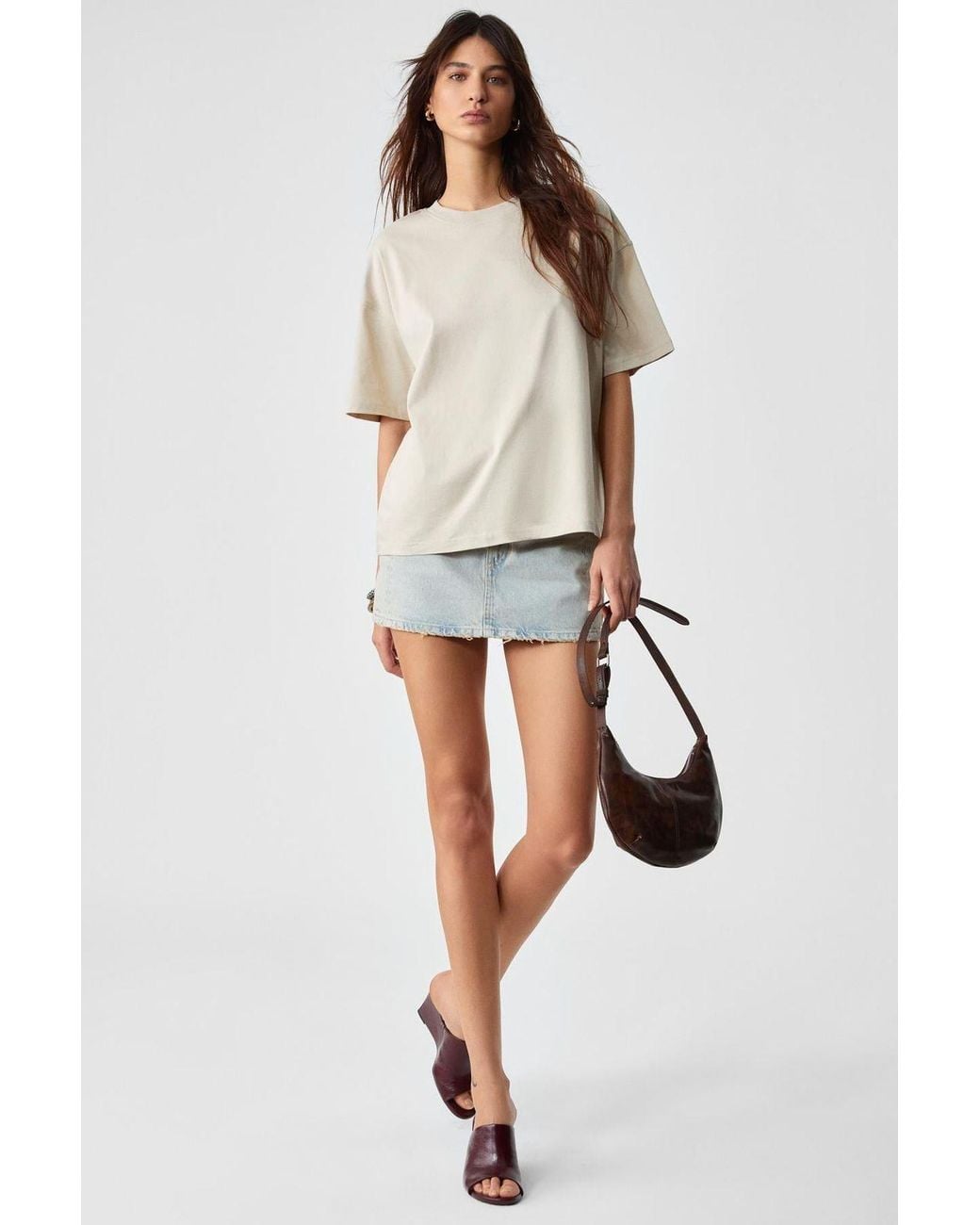Grimelange White Oversized Crew Neck T-Shirt
