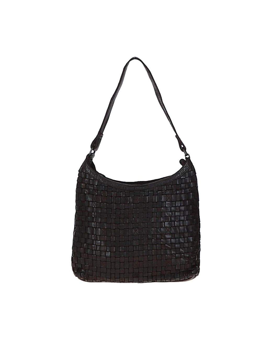 Ashwood Leather Black 'Raffinatezza' Vintage Woven Shoulder Bag