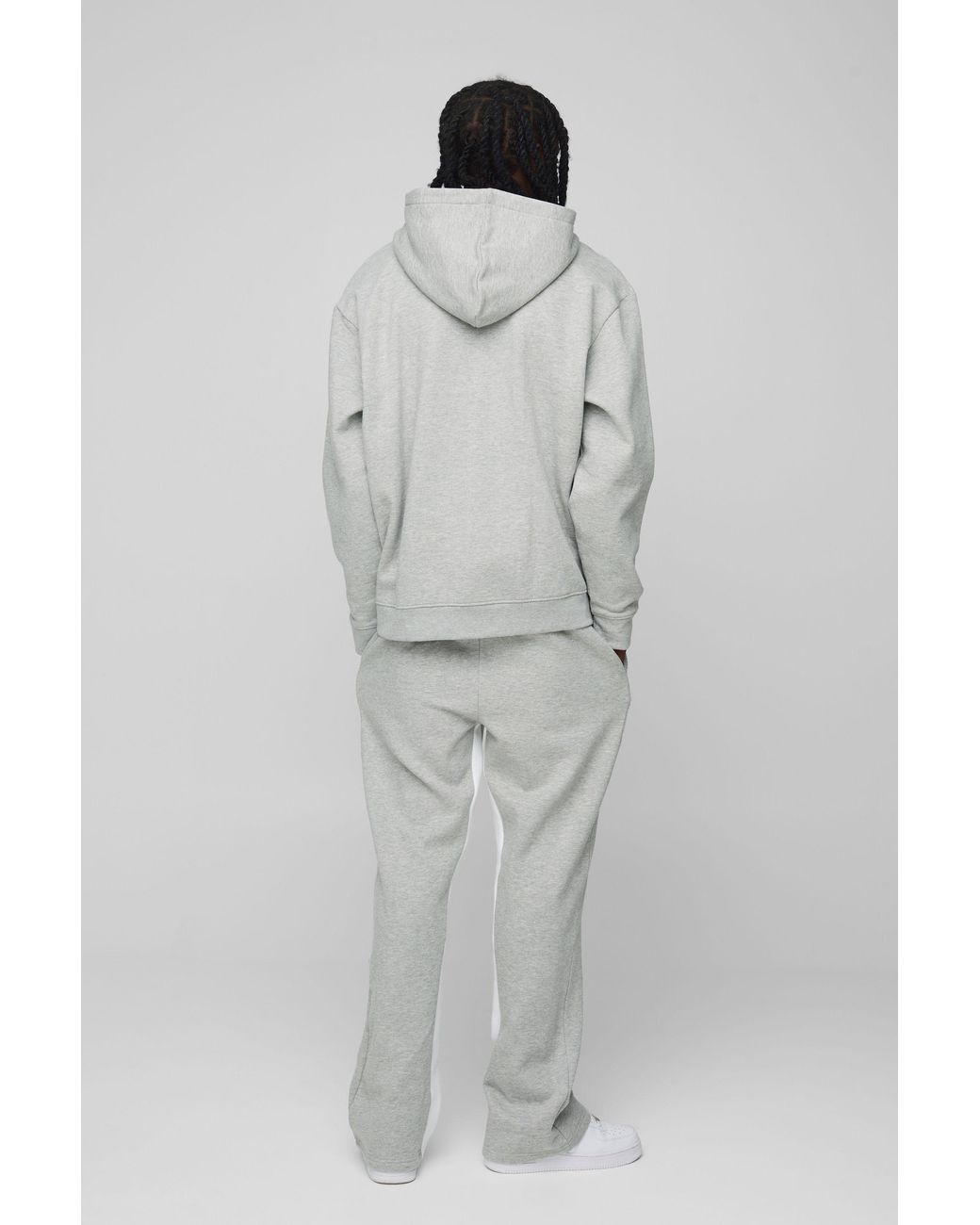 BoohooMAN Gray Oversized M Star Gusset Hooded Zip Tracksuit for men
