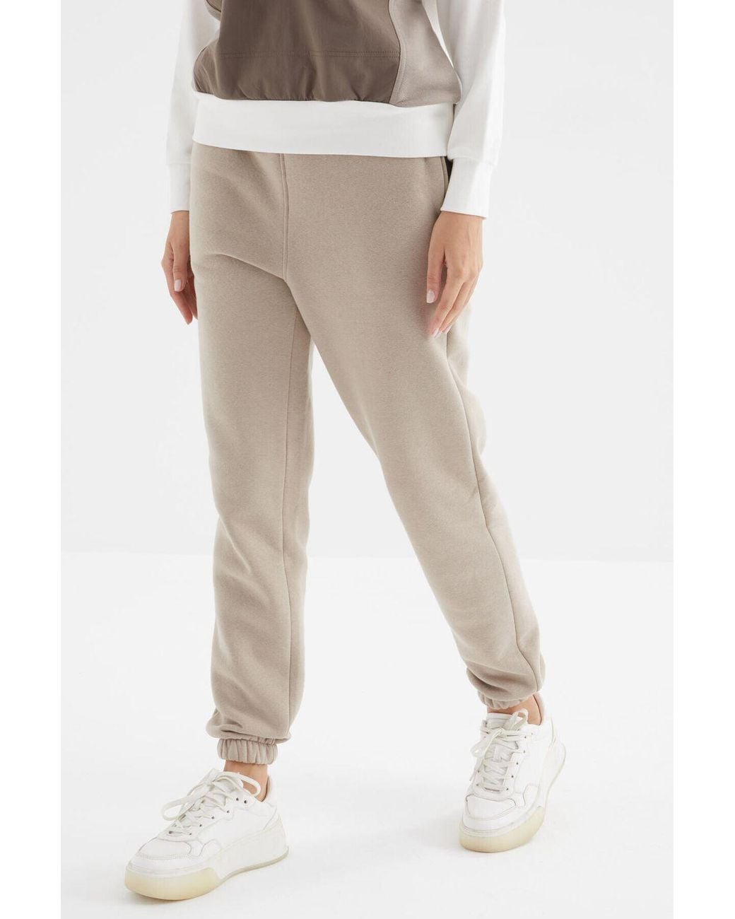 TOMMY LIFE Natural High-Waist Fleece Jogger Sweatpants