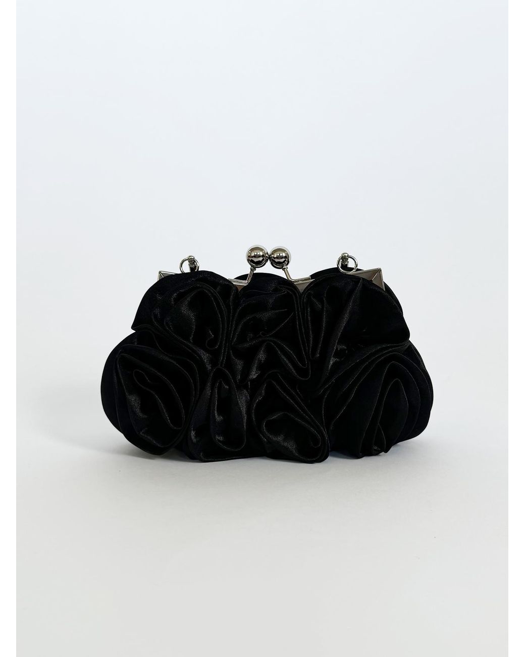 SVNX Black 3D Rose Clutch Bag