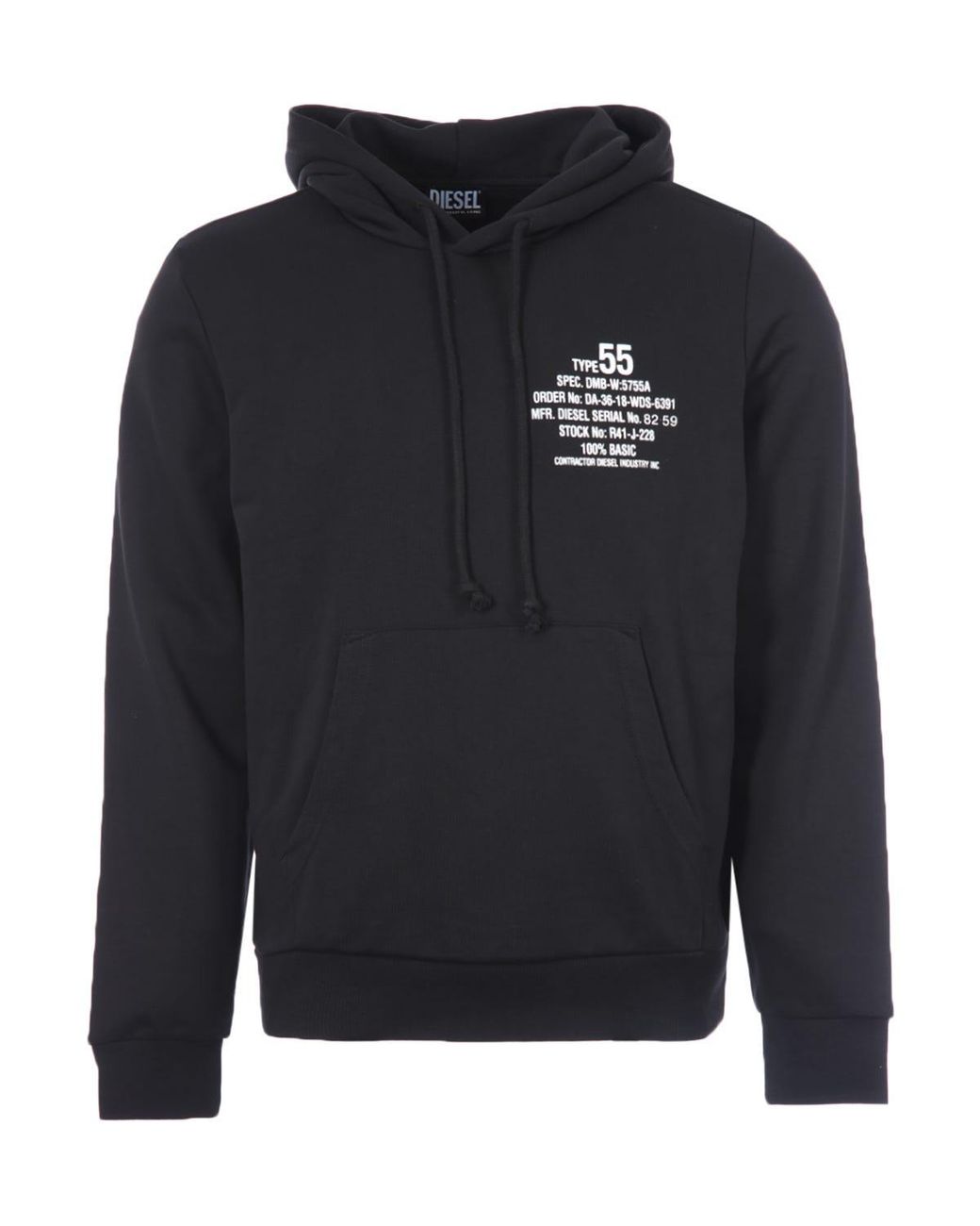 DIESEL Blue S-ginn K26 Serial Number Logo Hoodie for men