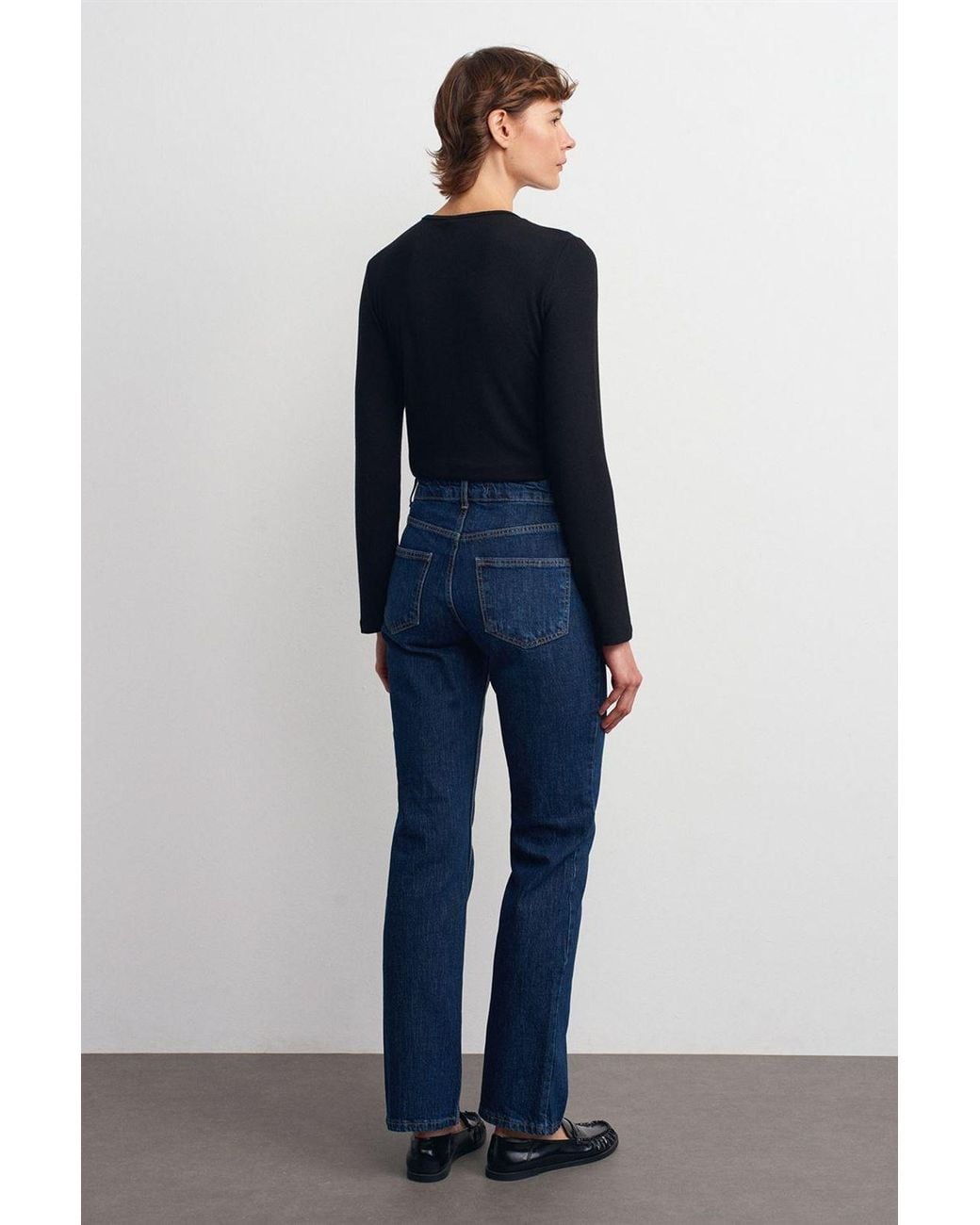 Dilvin Blue High-Waist Straight-Leg Denim Trousers