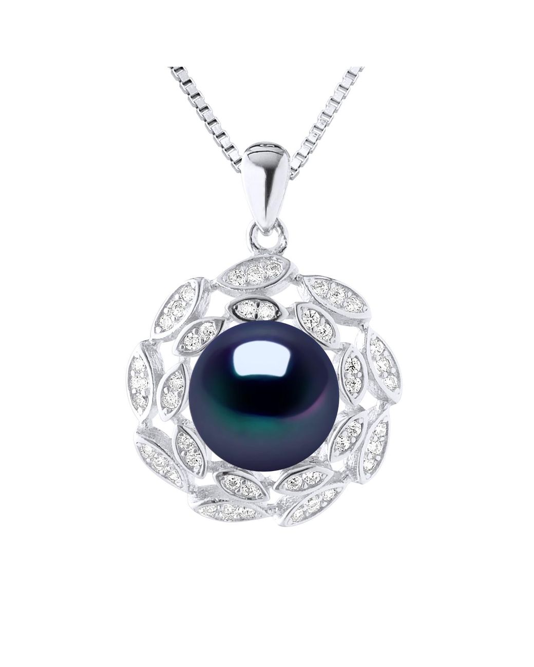 Diadema Blue Sun Necklace Freshwater Pearl 9-10 Mm 925