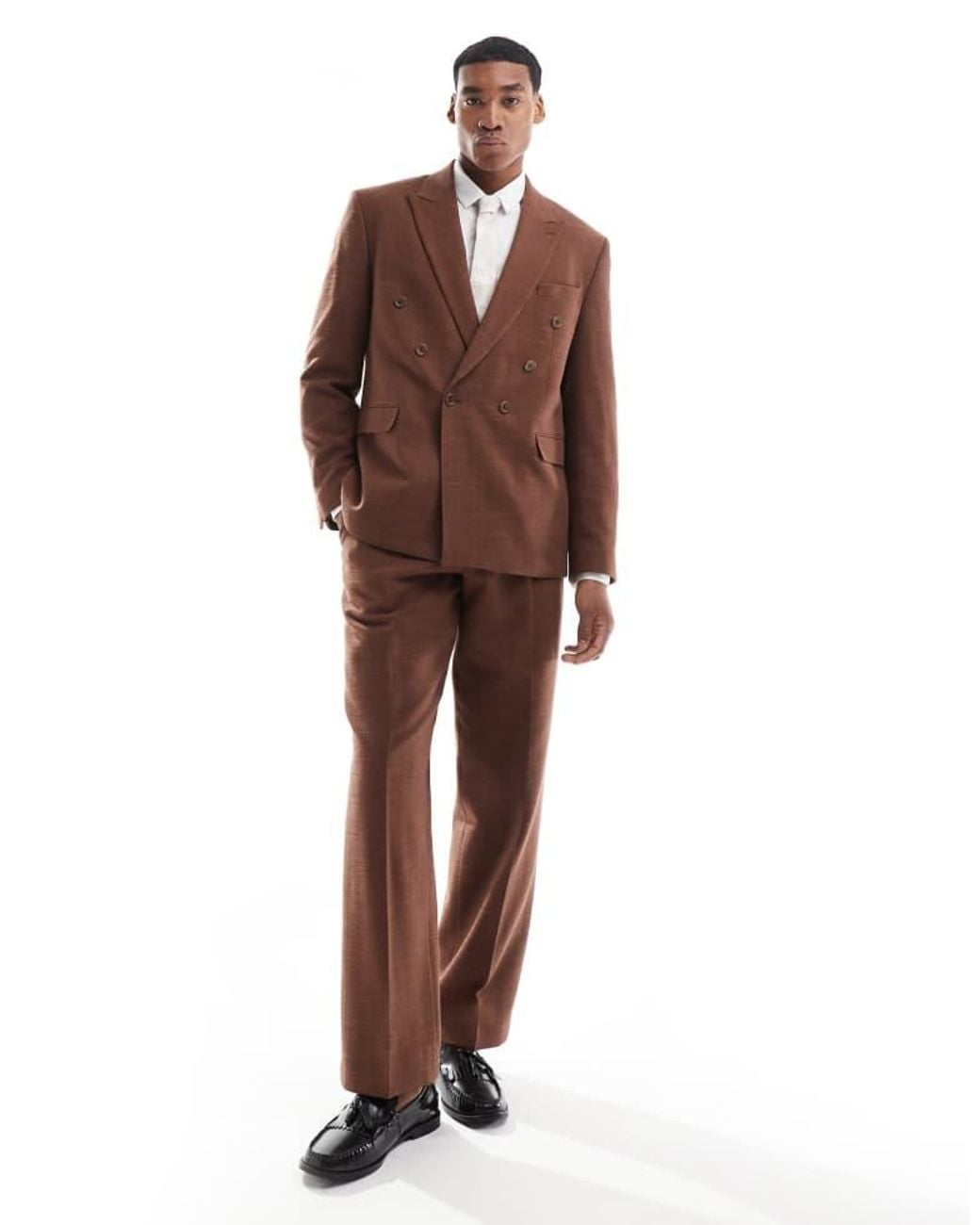 Viggo Tailoring Brown Lisandro Double Breasted Suit Jacket for men
