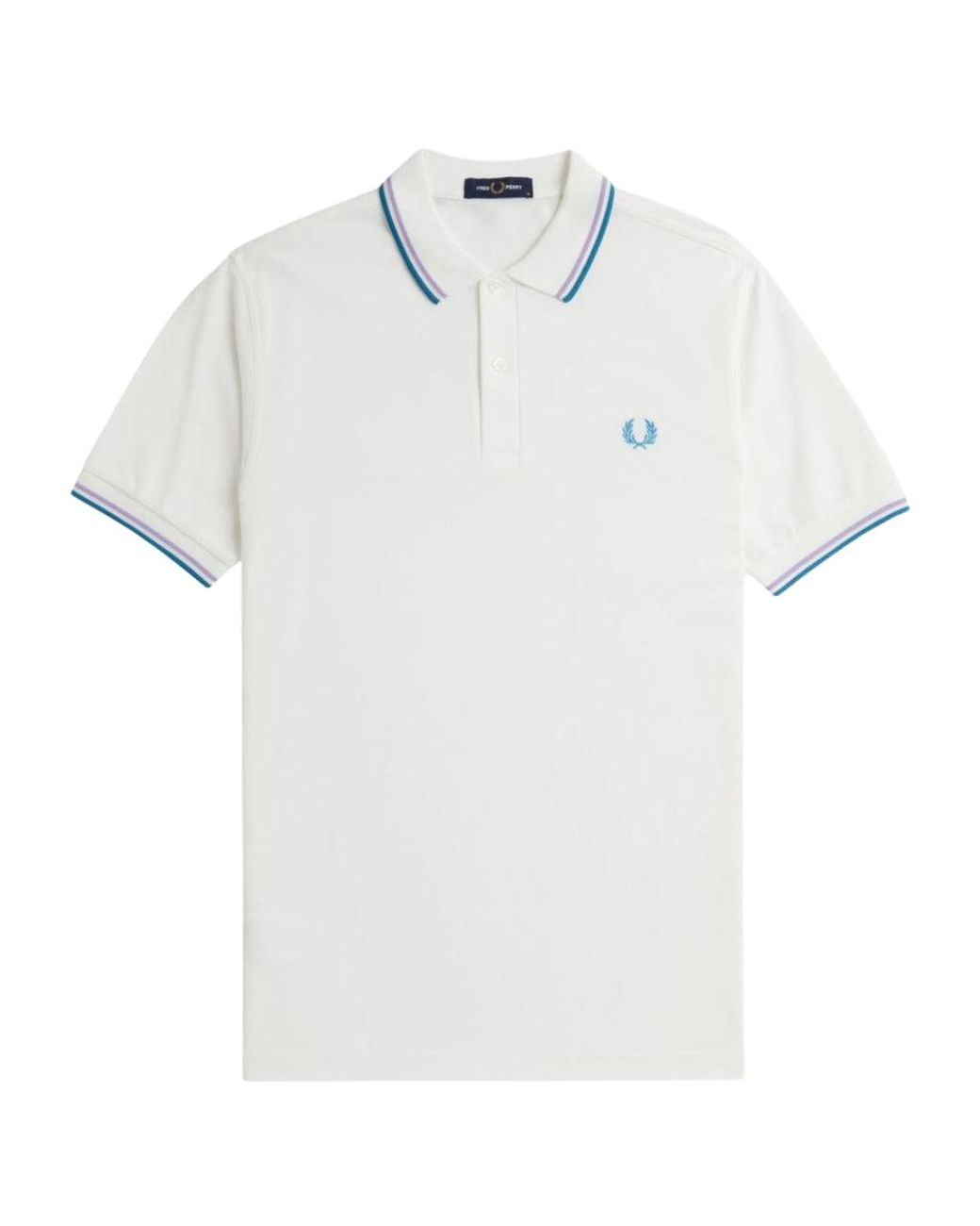 Fred Perry White Twin Tipped Snow Polo Shirt Cotton for men