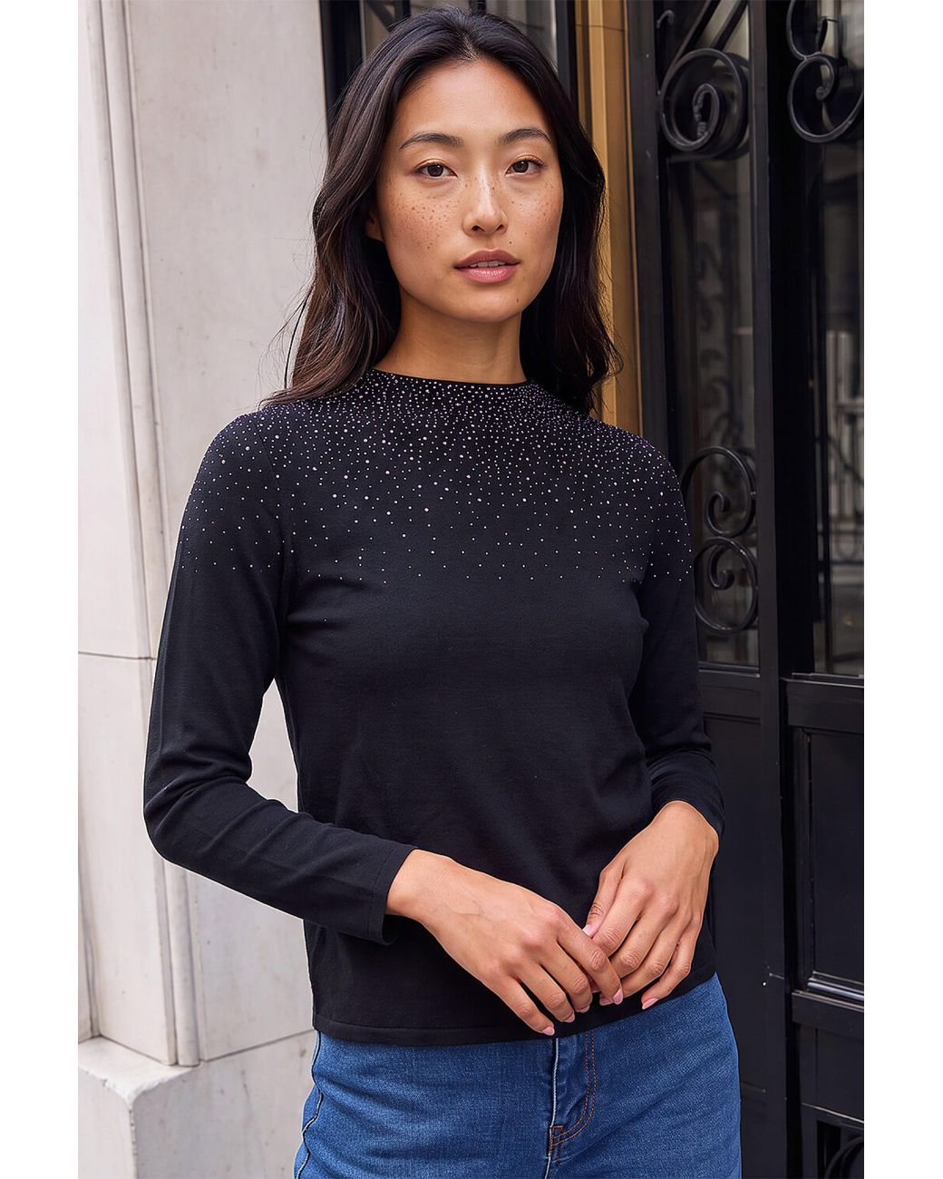 Roman Blue Petite Hotfix Knit Jumper