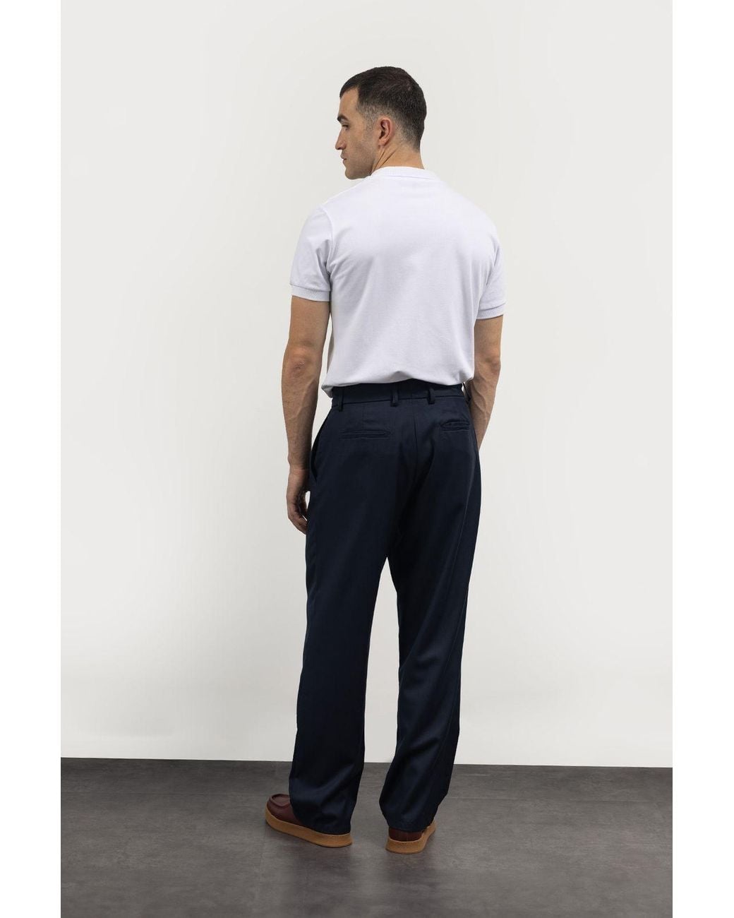 Giesto White Mid-Waist Straight-Leg Suit Pants for men