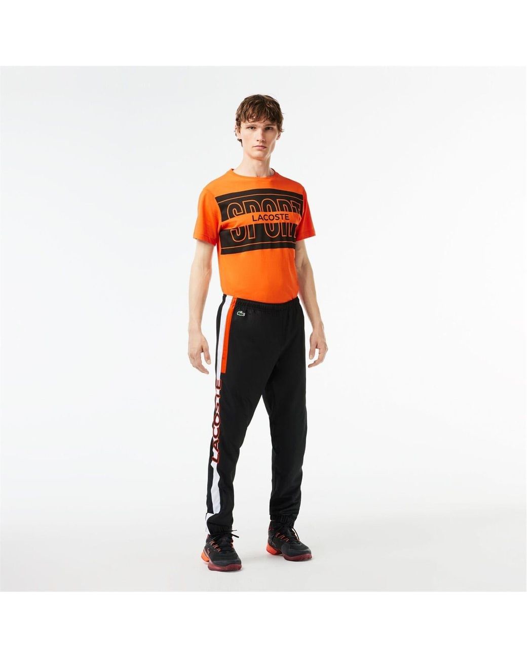 Lacoste Orange Solid Patterned Slim Joggers for men