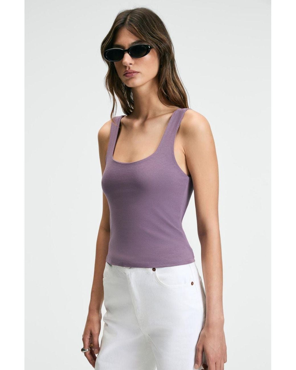 Grimelange Purple Regular Fit Pull-On Blouse