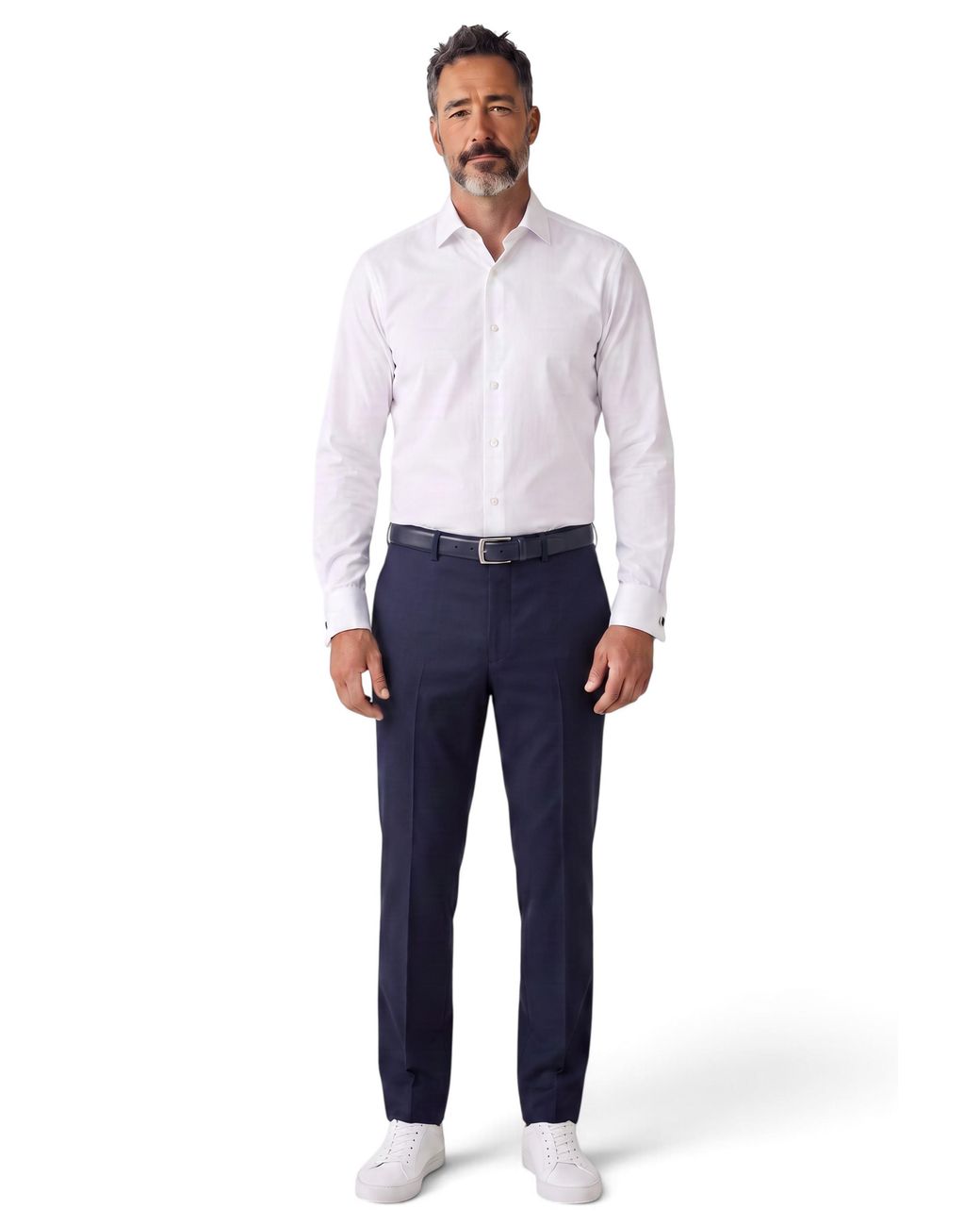 TruClothing White Slim Fit Long Sleeve Formal Plain Dress Shirt for men