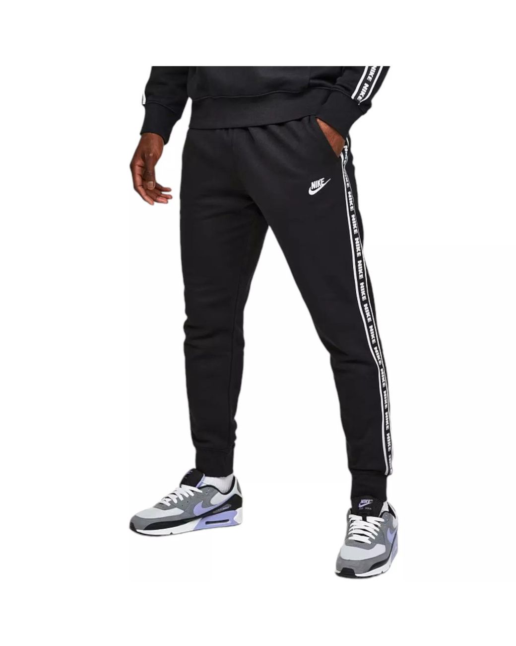 nike taped joggers black