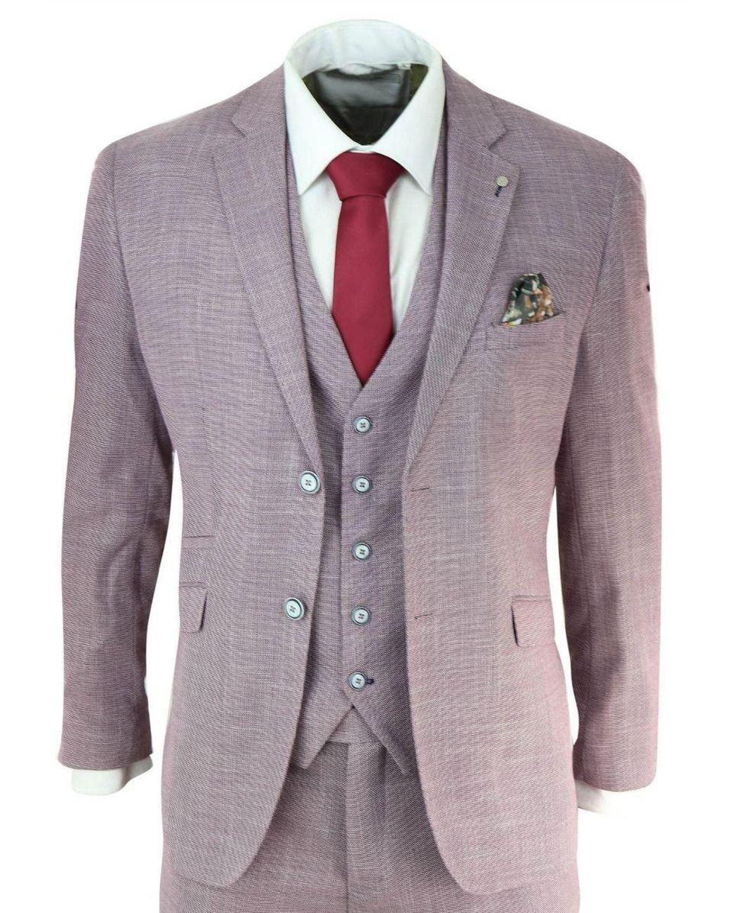 Infinity Leather Purple 3 Piece Blush Linen Summer Spring Classic Suit for men