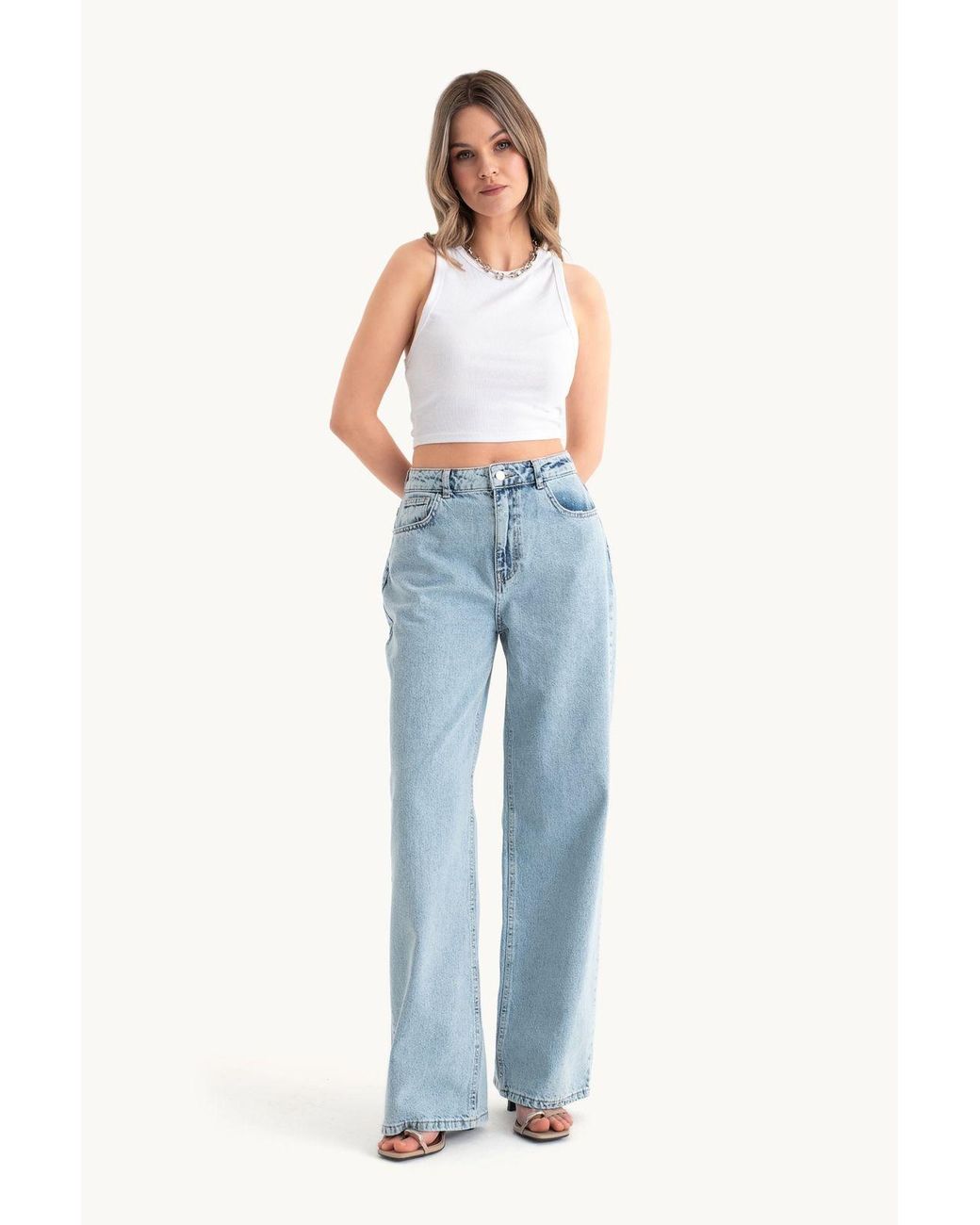 Hiccup Blue High Waist Wide Leg Jeans