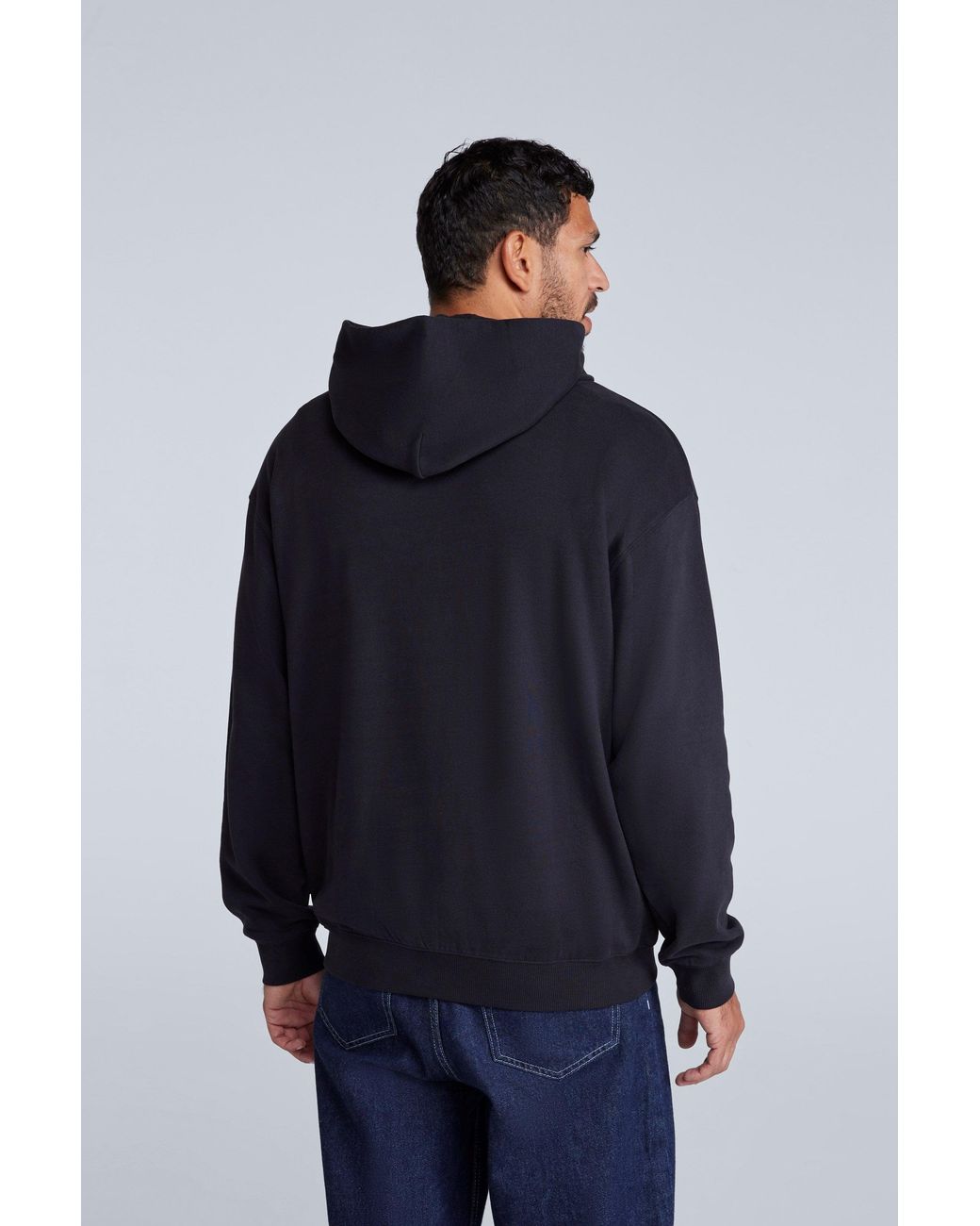 Mountain Warehouse Blue 'Icon' Logo Drop Shoulder Hoodie With Kangaroo Pocket Warm Sweatshirt Cotton for men