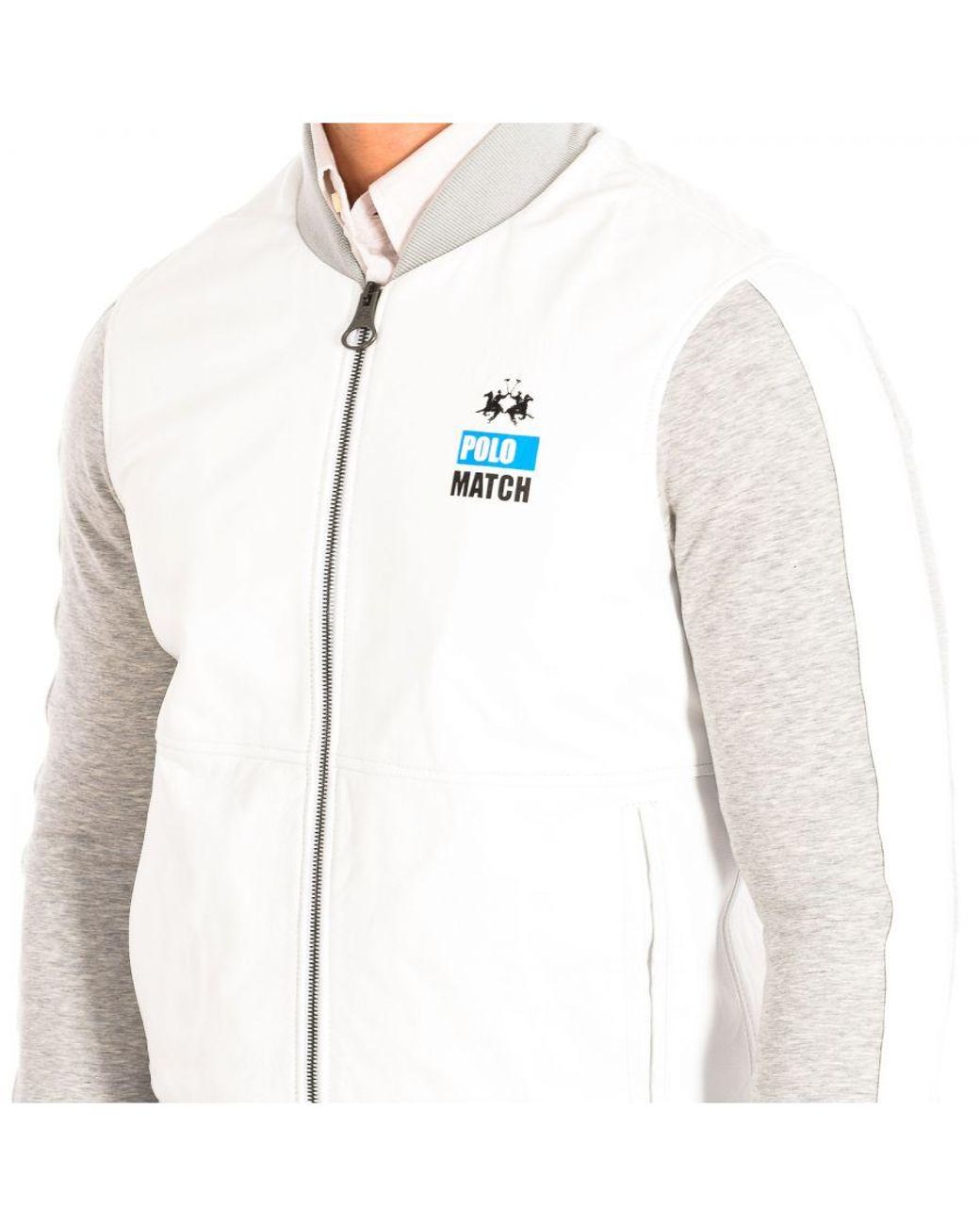 La Martina White High Collar Jacket With Regular Fit Nml001-Lt041 for men