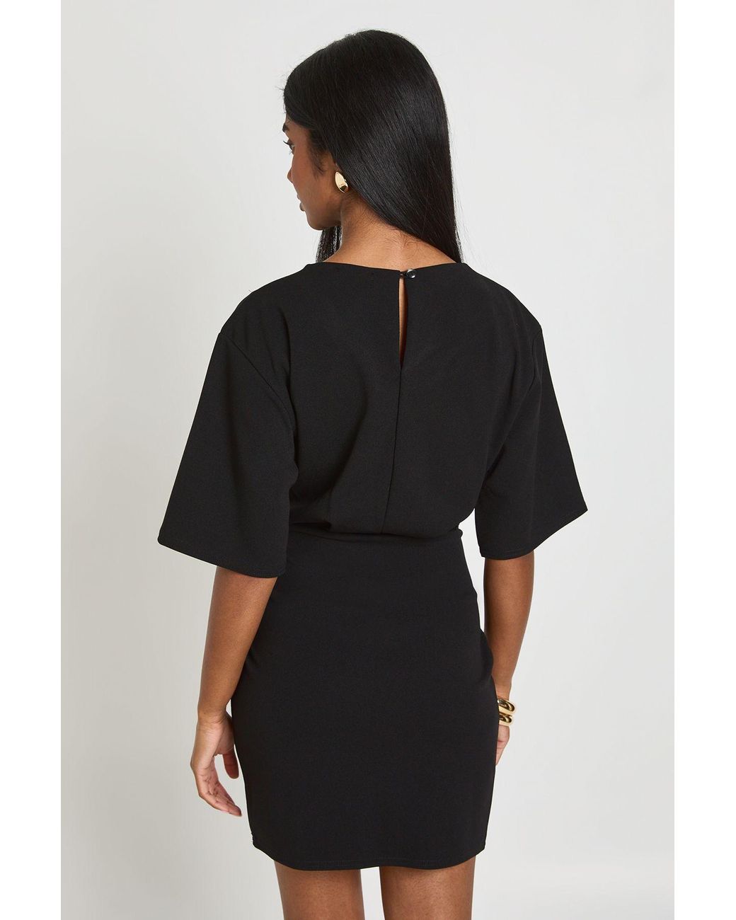 Boohoo Black Jersey Crepe Half Sleeve Mini Dress
