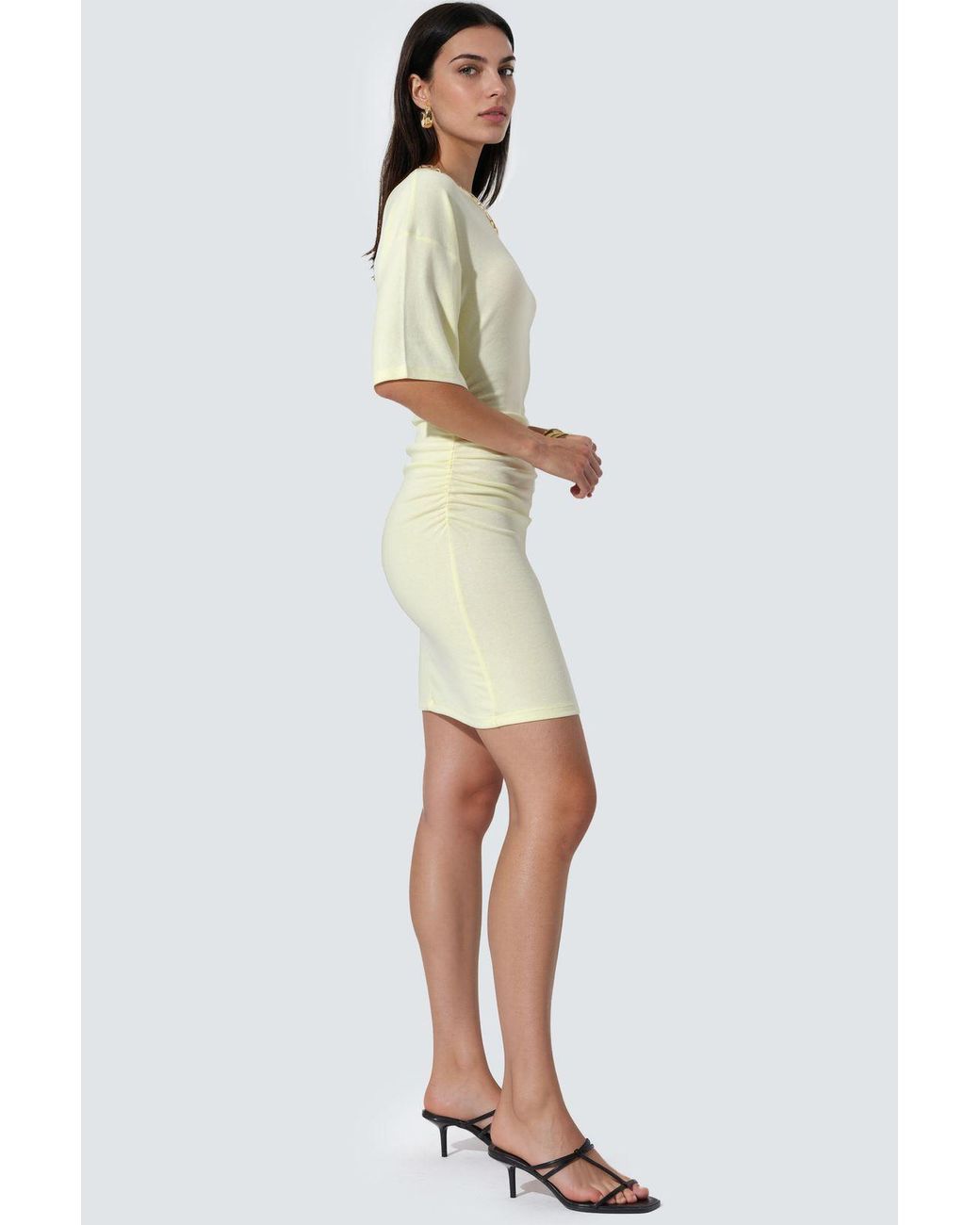 Busem Natural Shirred Crew Neck Mini Dress
