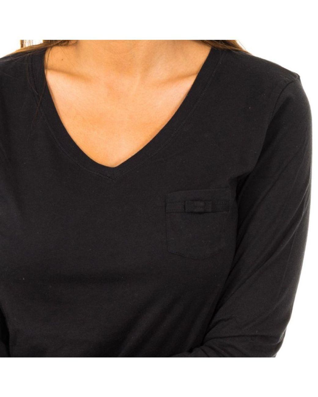 Tommy Hilfiger Black Long-Sleeved V-Neck T-Shirt 1487903577