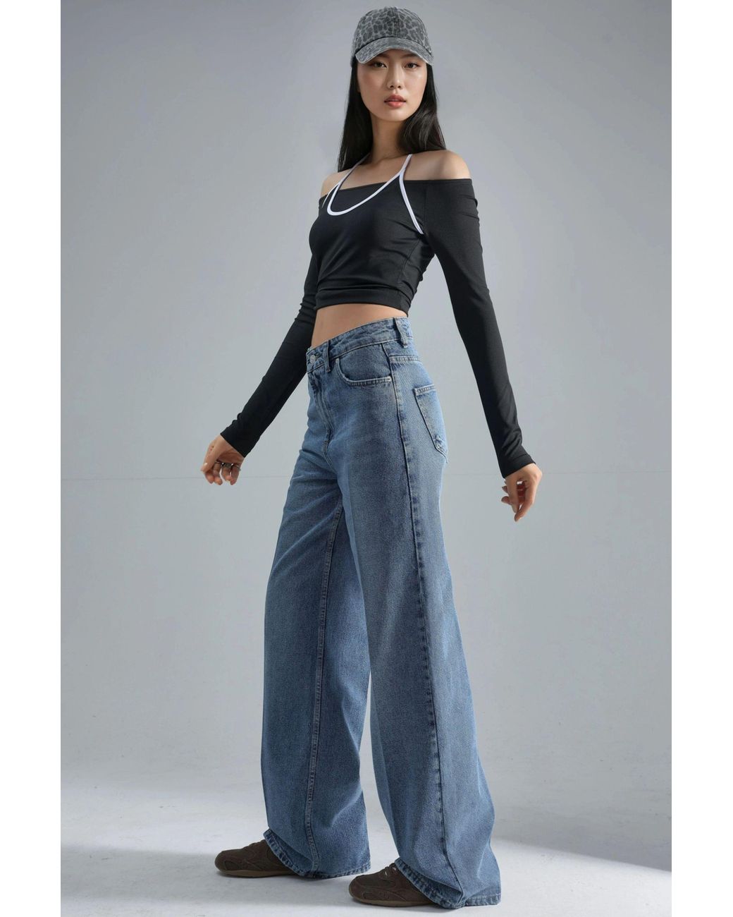Hiccup Blue Squalo High Waist Wide Leg Jeans