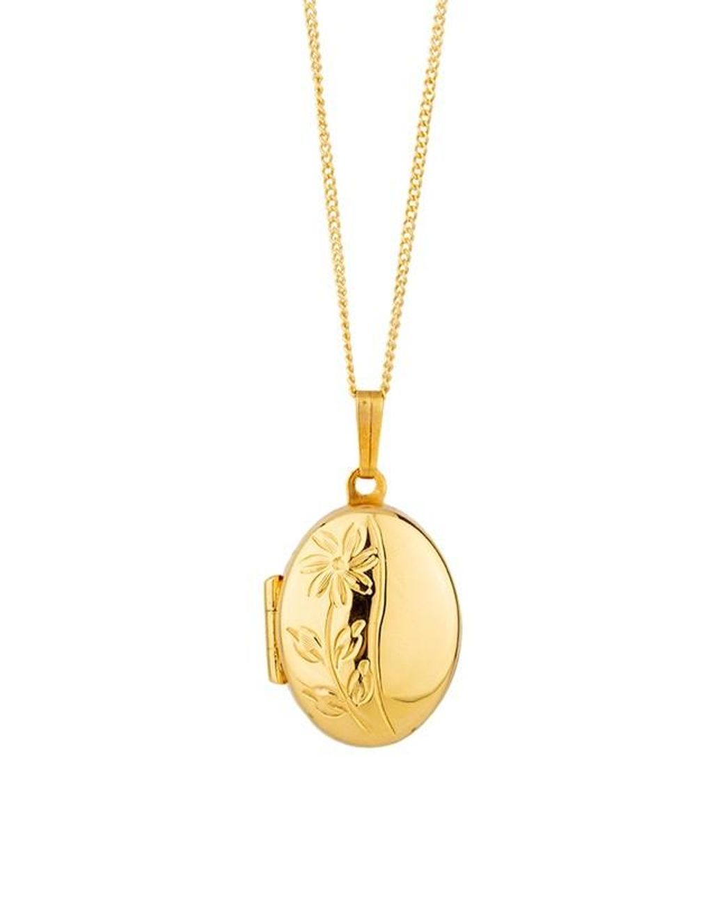 The Jewellery Stockroom Metallic 25Mm Rolled Engraved Oval Locket Necklace Plated