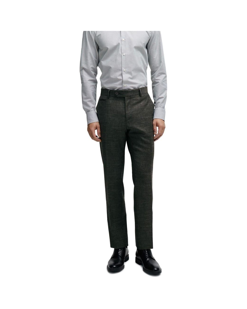 Boss Gray Genius 241 Slim Cut Trousers for men