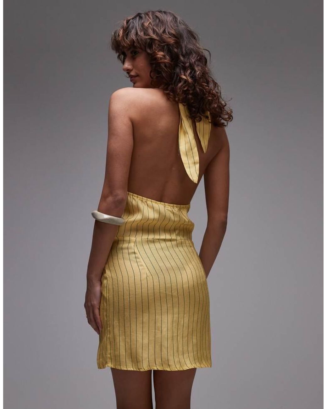 laagam Brown Amazona Uma Striped Mini Dress