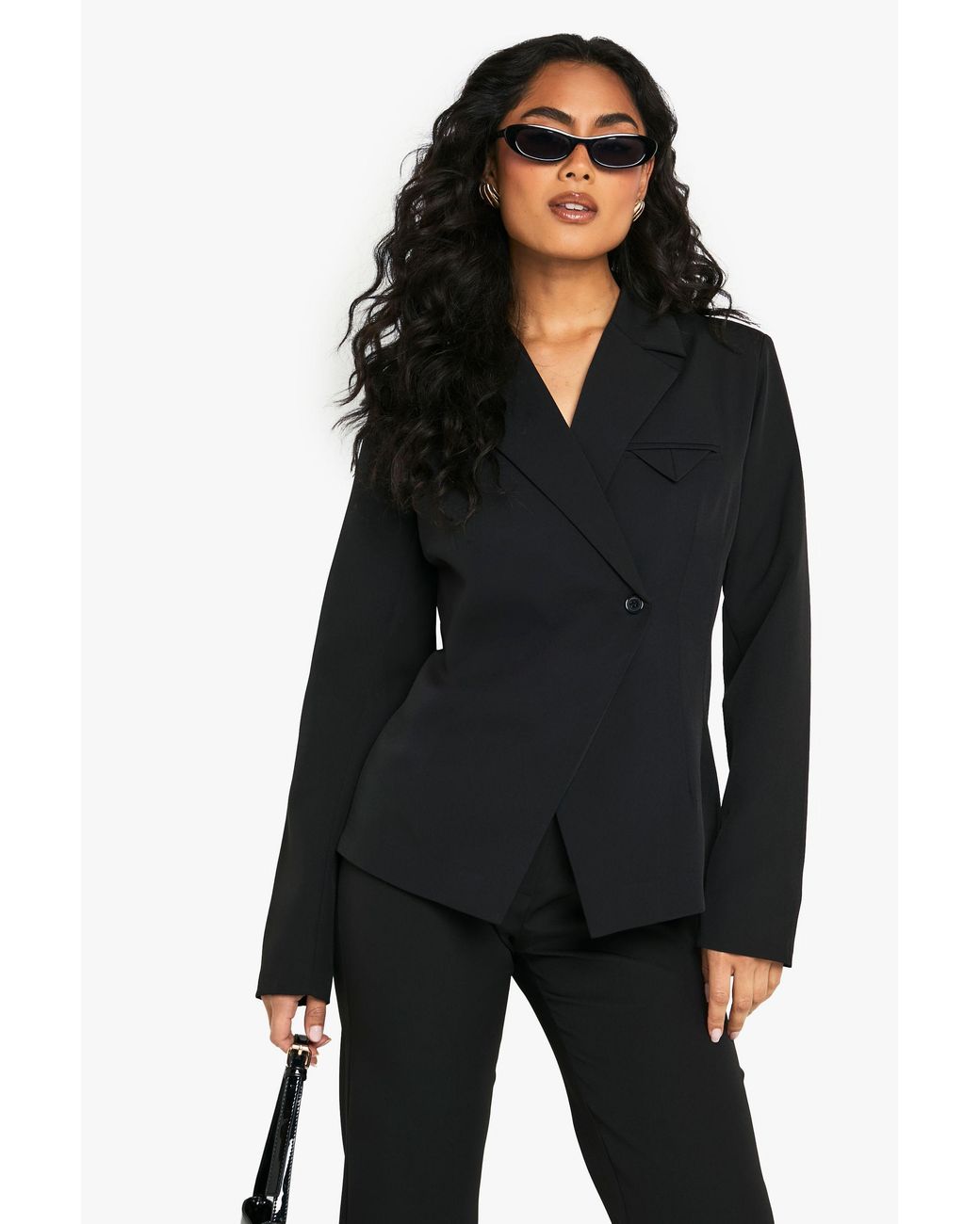 Boohoo Black Pocket Detail Structured Blazer