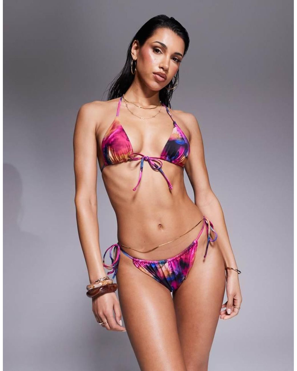 ASOS Red Arina Tie Front Triangle Bikini Top