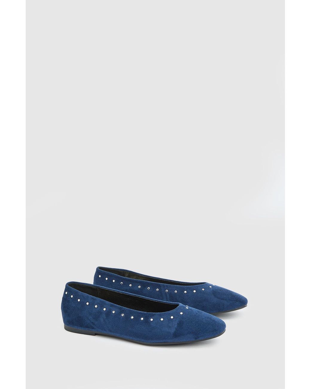 Good for the Sole Blue Alex Faux Suede Super Padded Flexi Studded Ballet Pumps