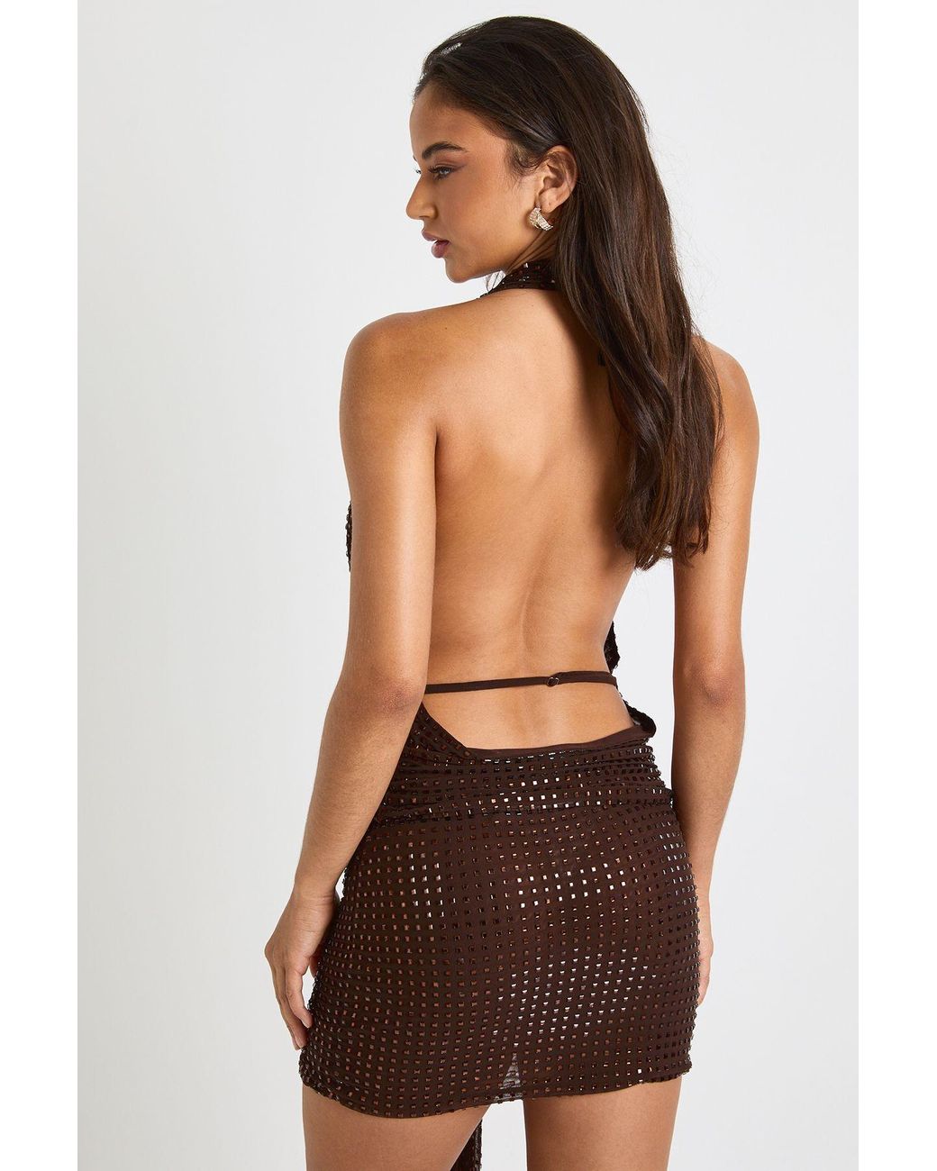 Boohoo Gray Hotfix Drape Detail Mini Skirt