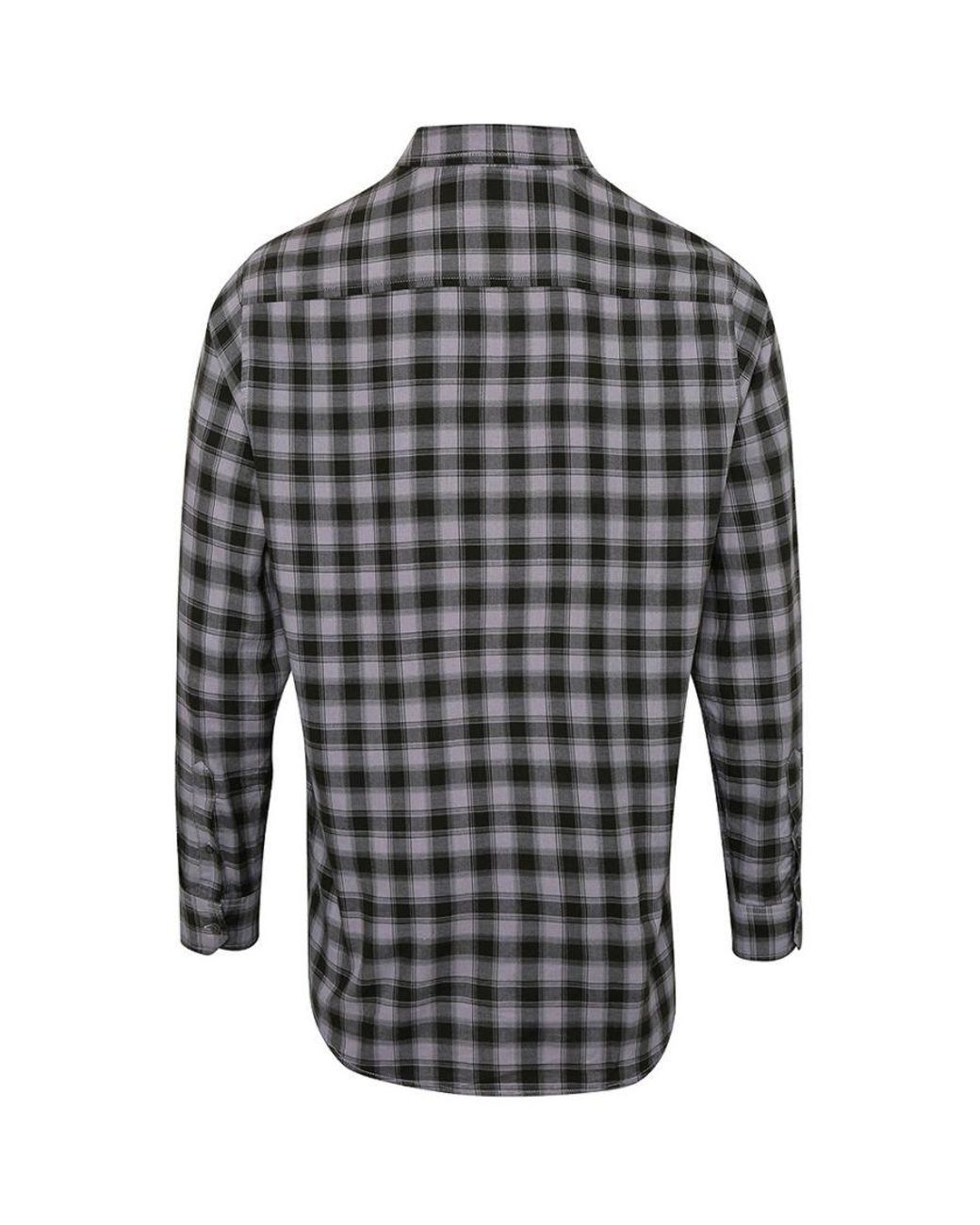 PREMIER Gray Mulligan Check Long Sleeve Shirt (Steel/ for men