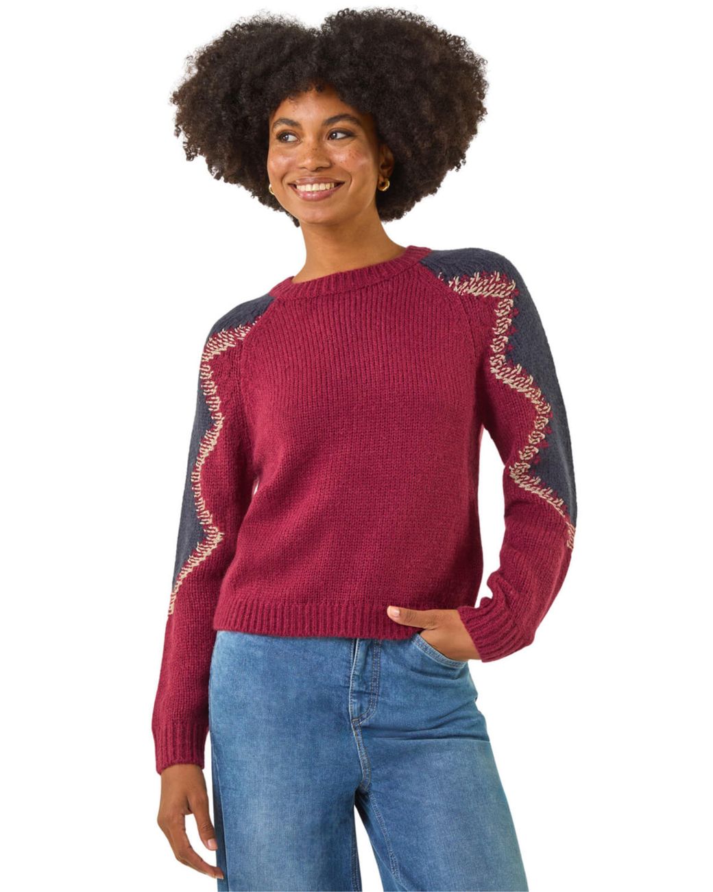 Roman Red Colour Block Soft Knit Jumper