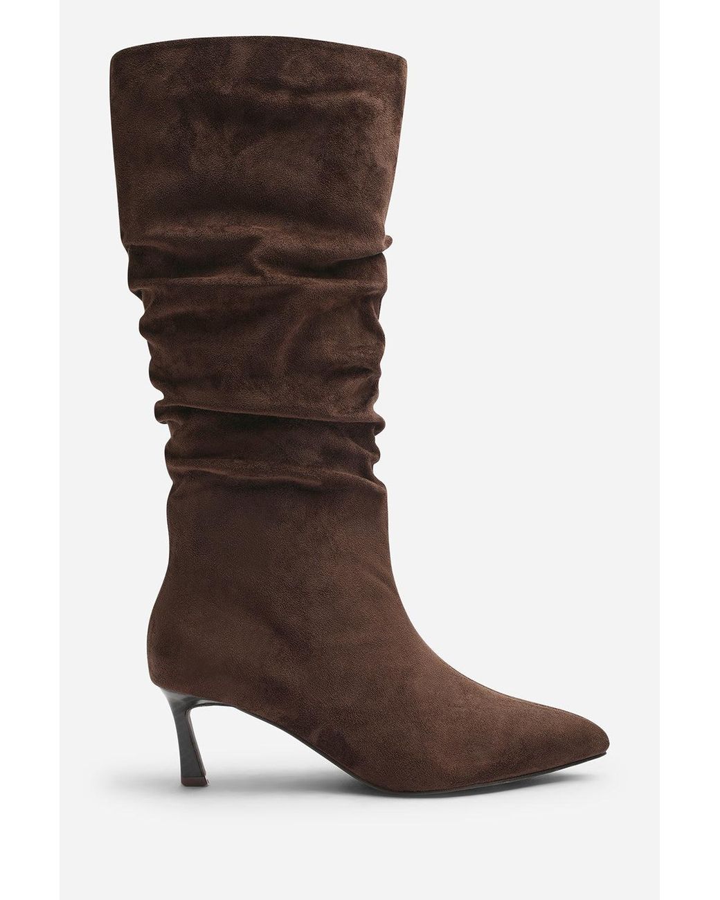 Where's That From Black Kivora Ruched Knee High Pointed Stiletto Boot