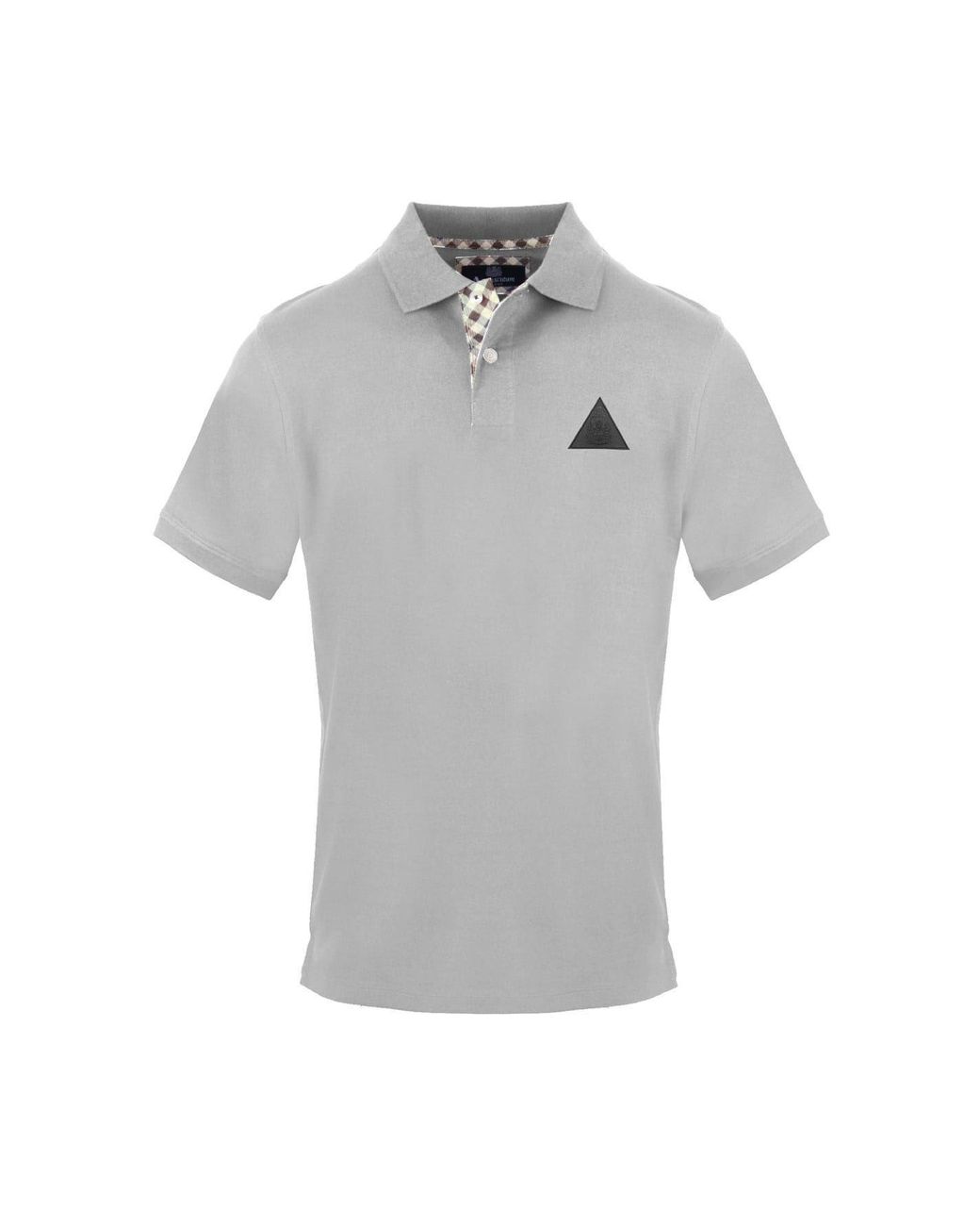 Aquascutum Gray Collared Neck Short Sleeve Polo Shirt for men