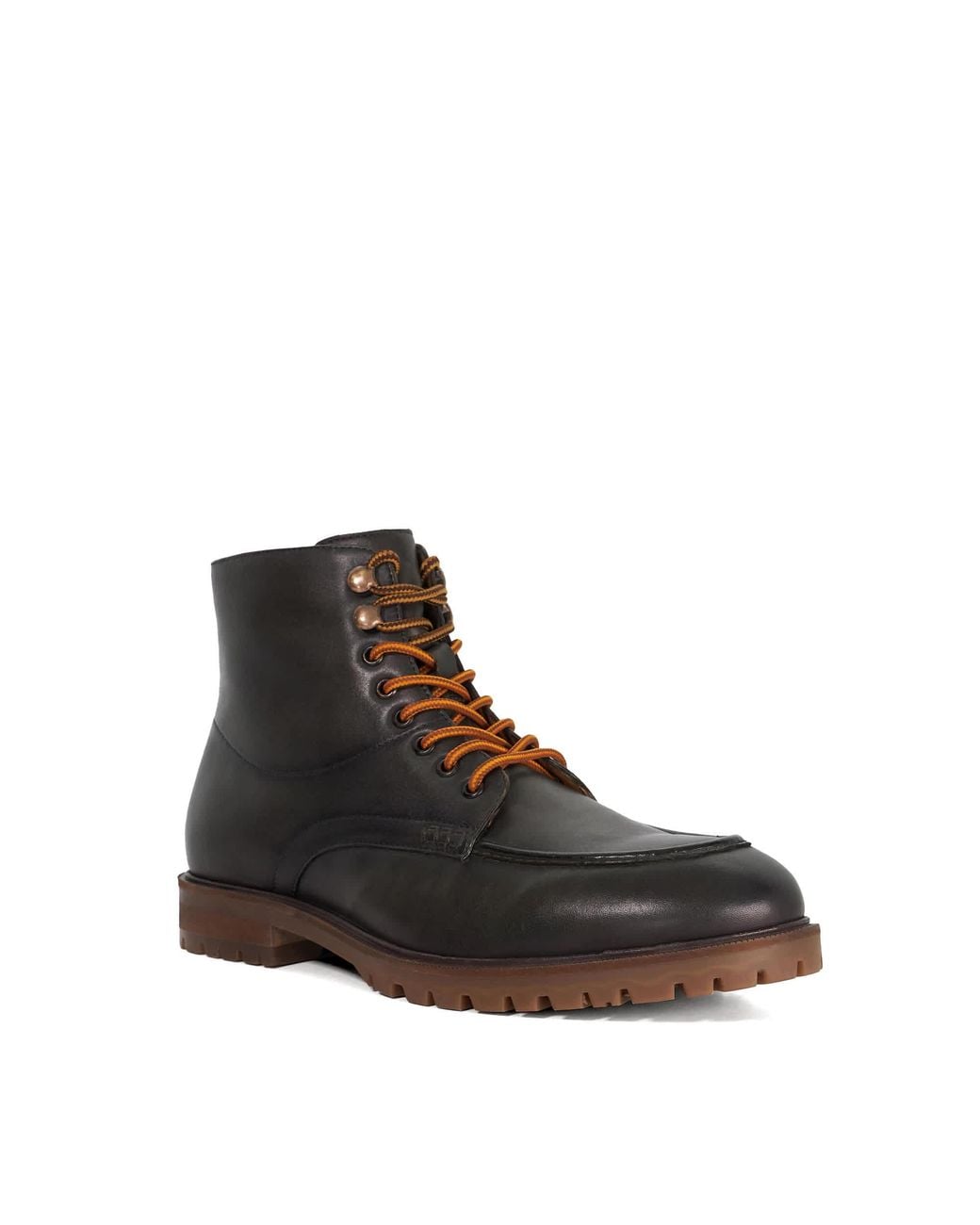 Dune Brown Collson Burnished Leather Lace-Up Ankle Boots for men