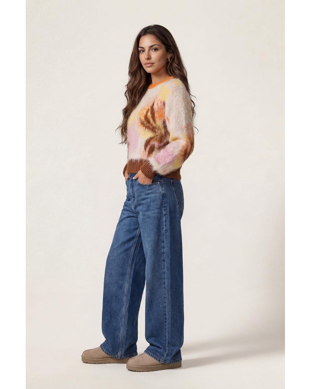 Urban Bliss Blue Abstract Wool Jumper