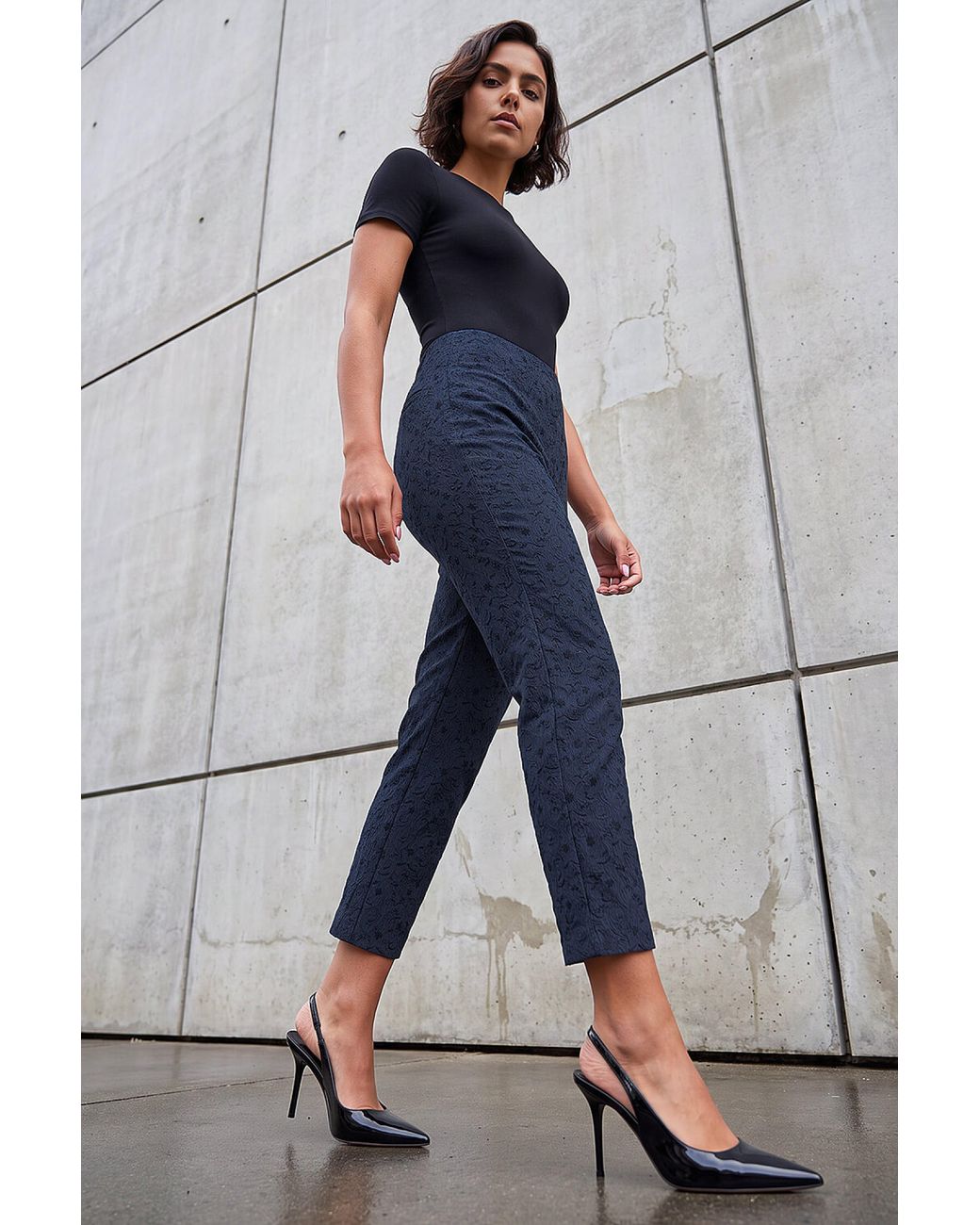 Roman Blue Jacquard Stretch Trouser