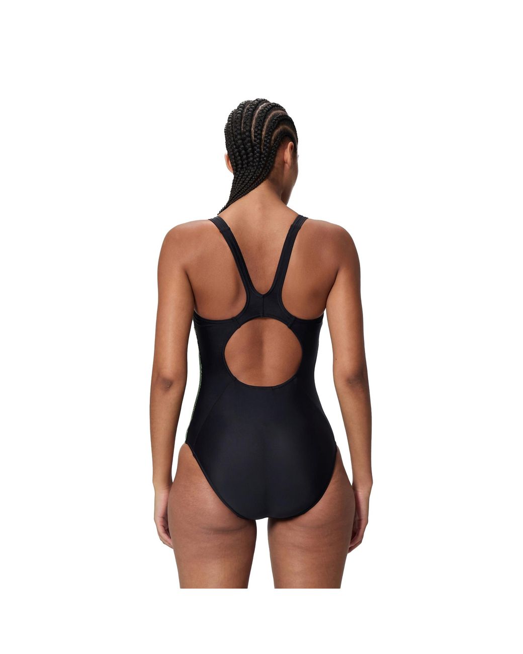 Speedo Black Ladies Placement Medalist Printed One Piece Swimsuit /Light)