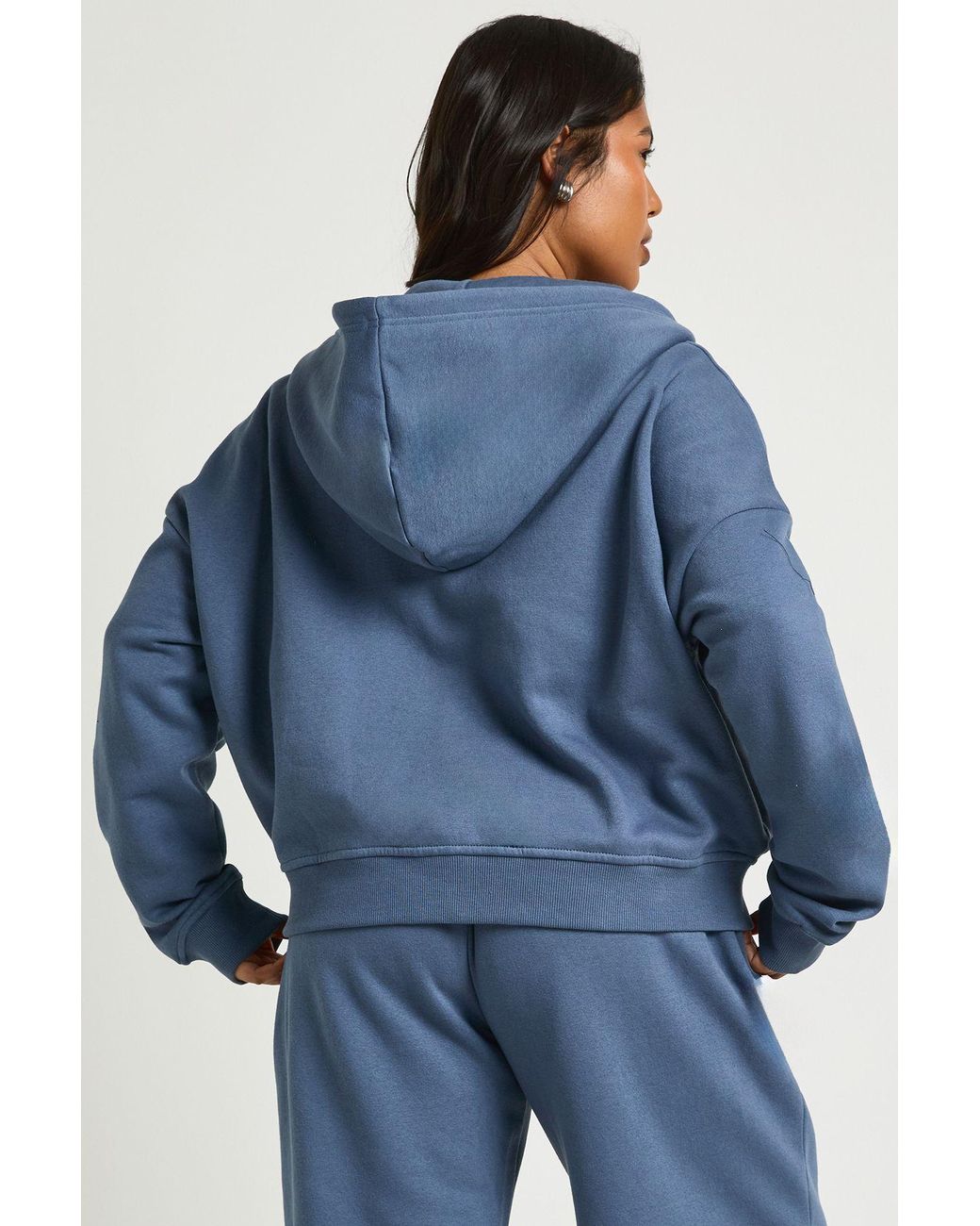 Boohoo Blue Plus Oversized Zip Up Hoodie