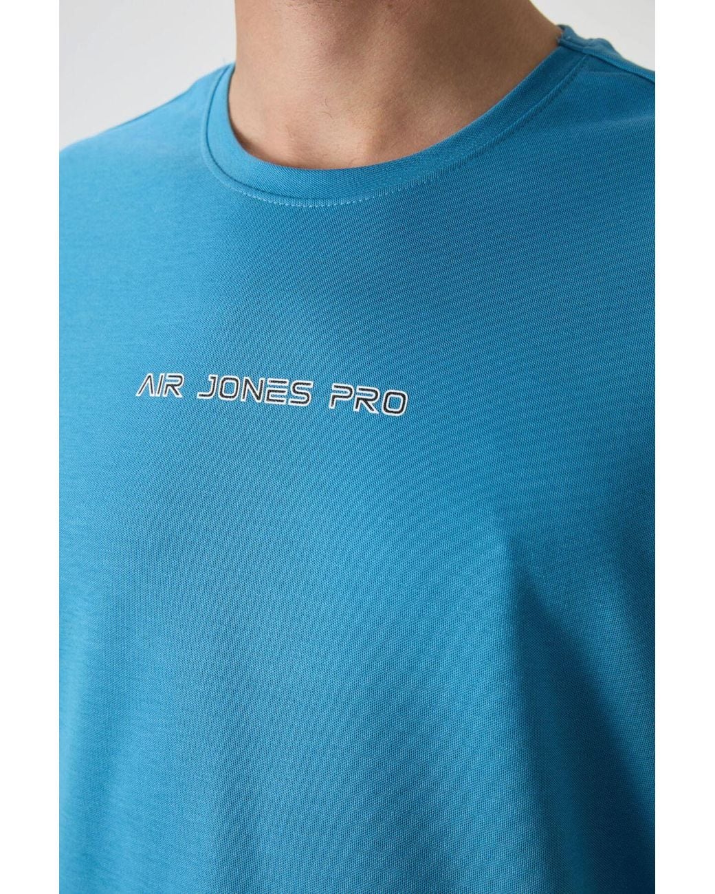 TOMMY LIFE Blue Oversized Printed Crew Neck T-Shirt for men