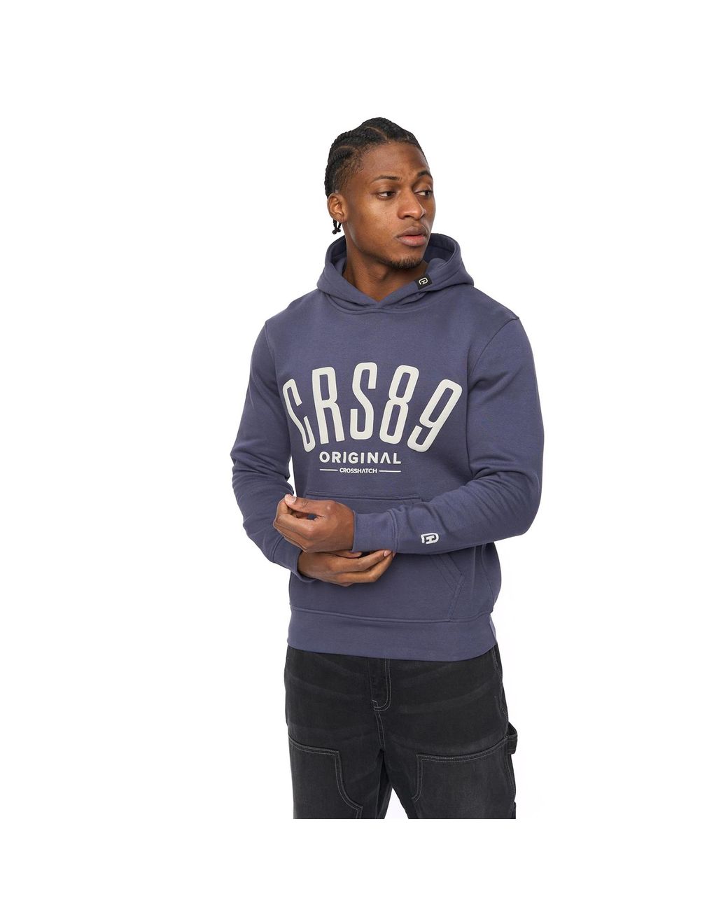 Crosshatch Blue Hallfell Hoodie for men