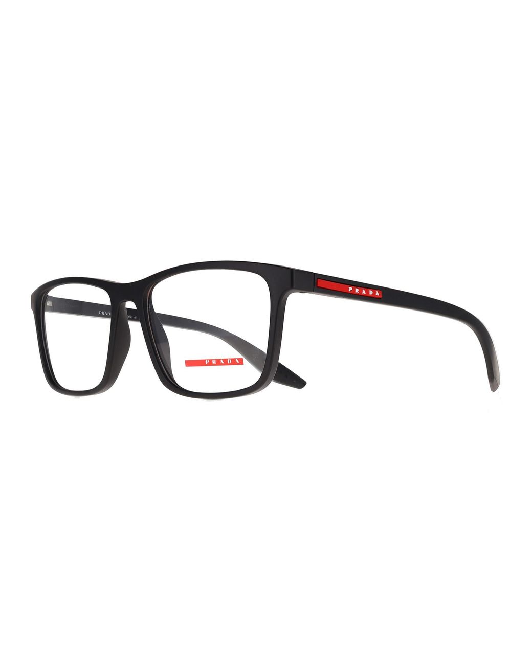 Prada Sport Black Rectangular Rubber Ps01Qv for men
