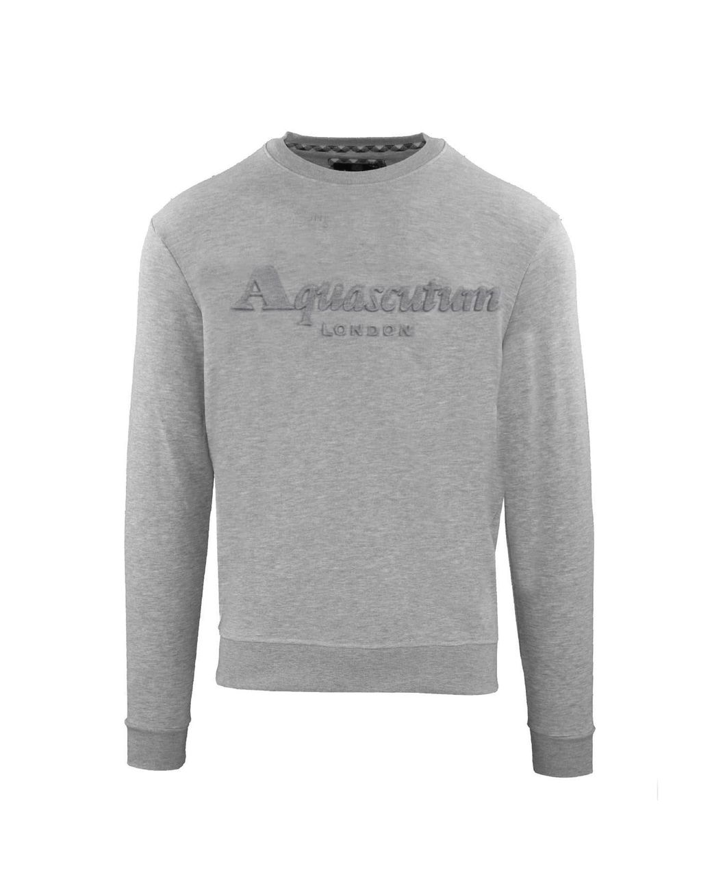 Aquascutum Gray Embroidered Crew Neck Long Sleeve Sweatshirt for men