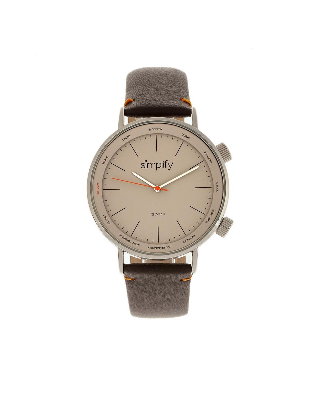 Simplify Metallic The 3300 Leather-Band Watch