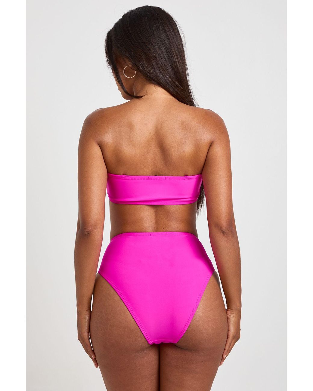 Boohoo Pink Essentials Detachable Strap Bandeau Bikini Top