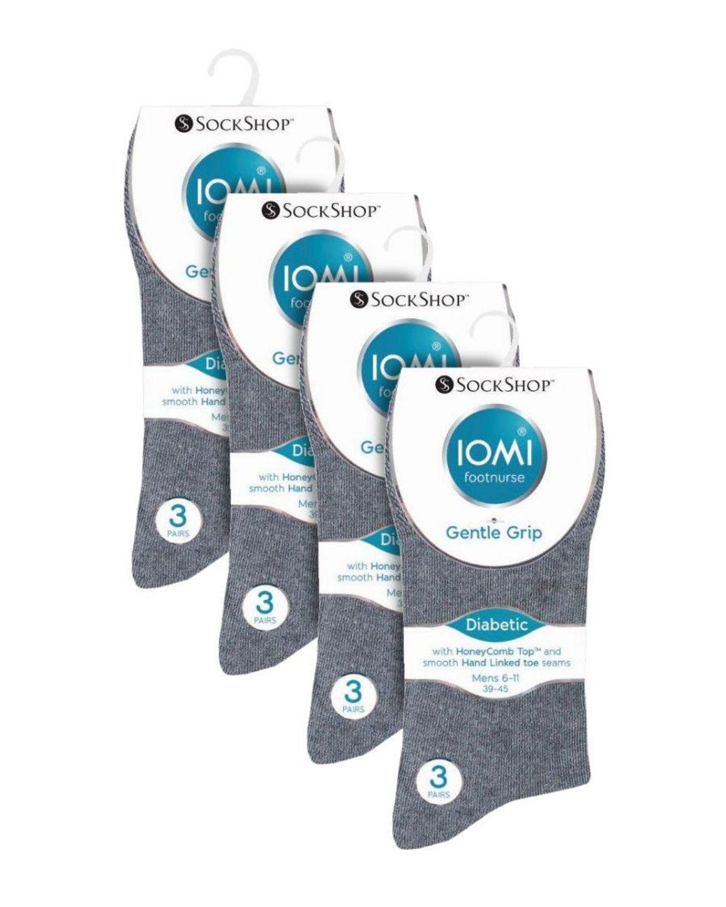 IOMI Black 12 Pair Multipack Gentle Grip Top Diabetic Socks for men