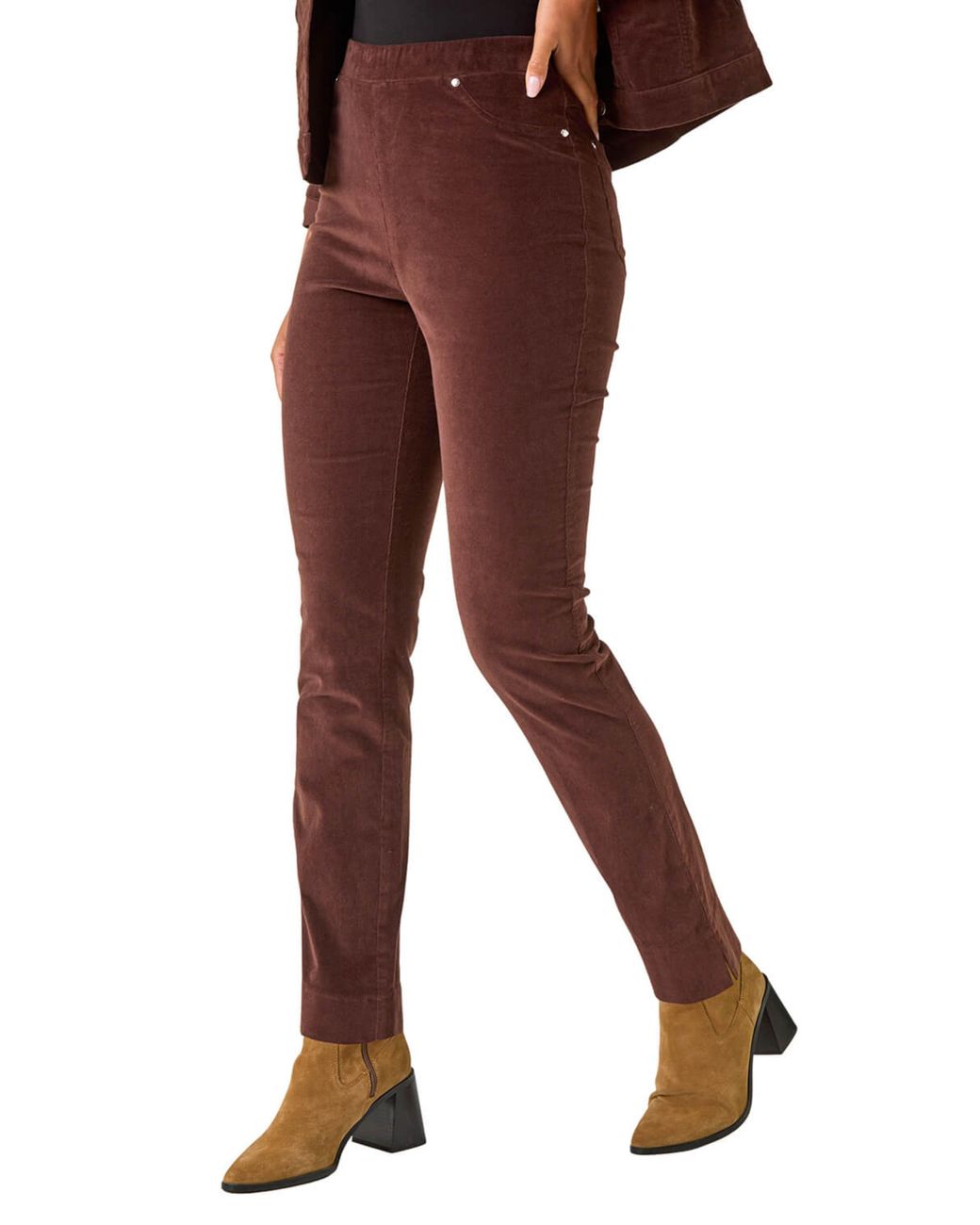 Roman Brown Corduroy Stretch Denim Trousers